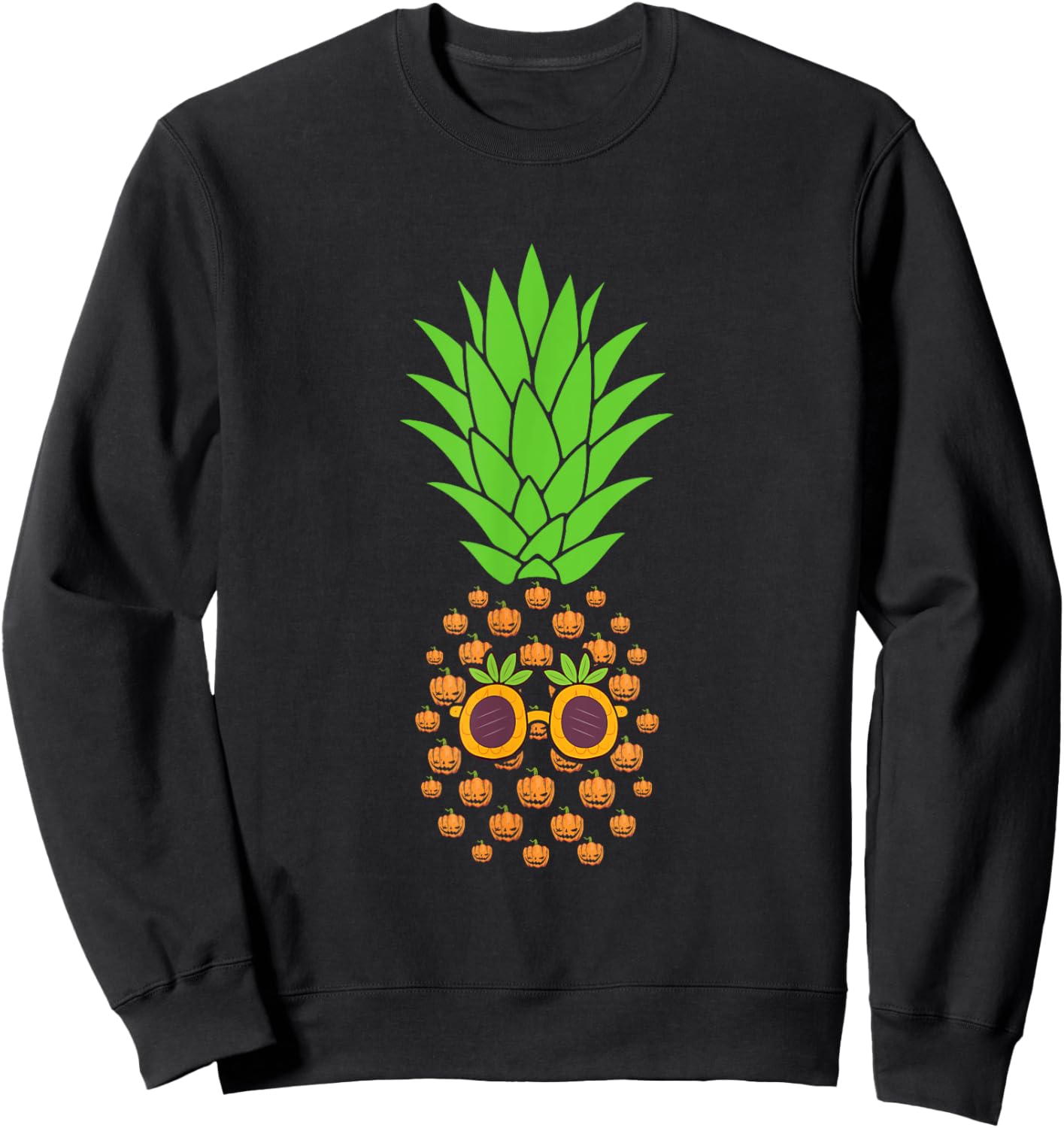 Funny Halloween Pineapple Pumpkin Sweatshirt - Sweatshirt | Black