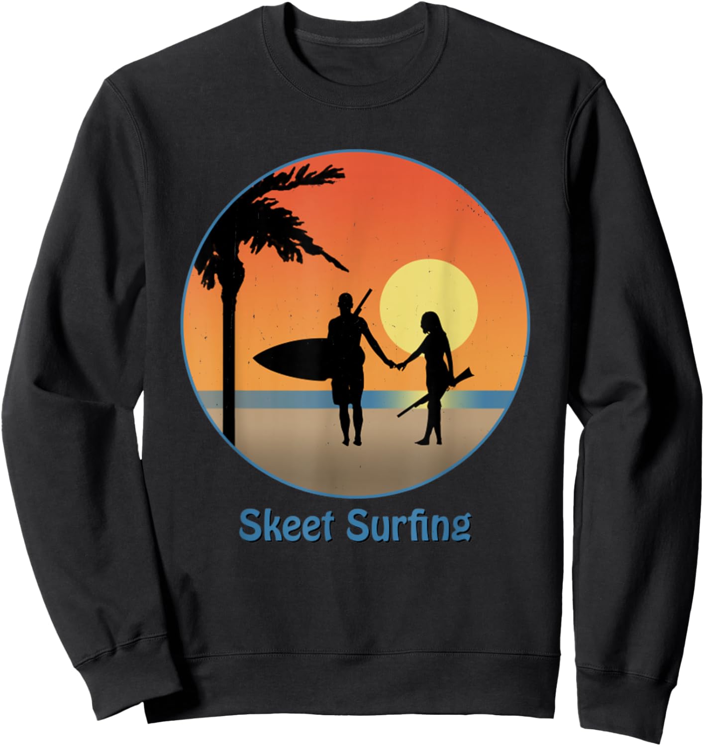 Skeet Surfing Top Secret Vintage Sunset Beach Women Sweatshirt - Sweatshirt | Black