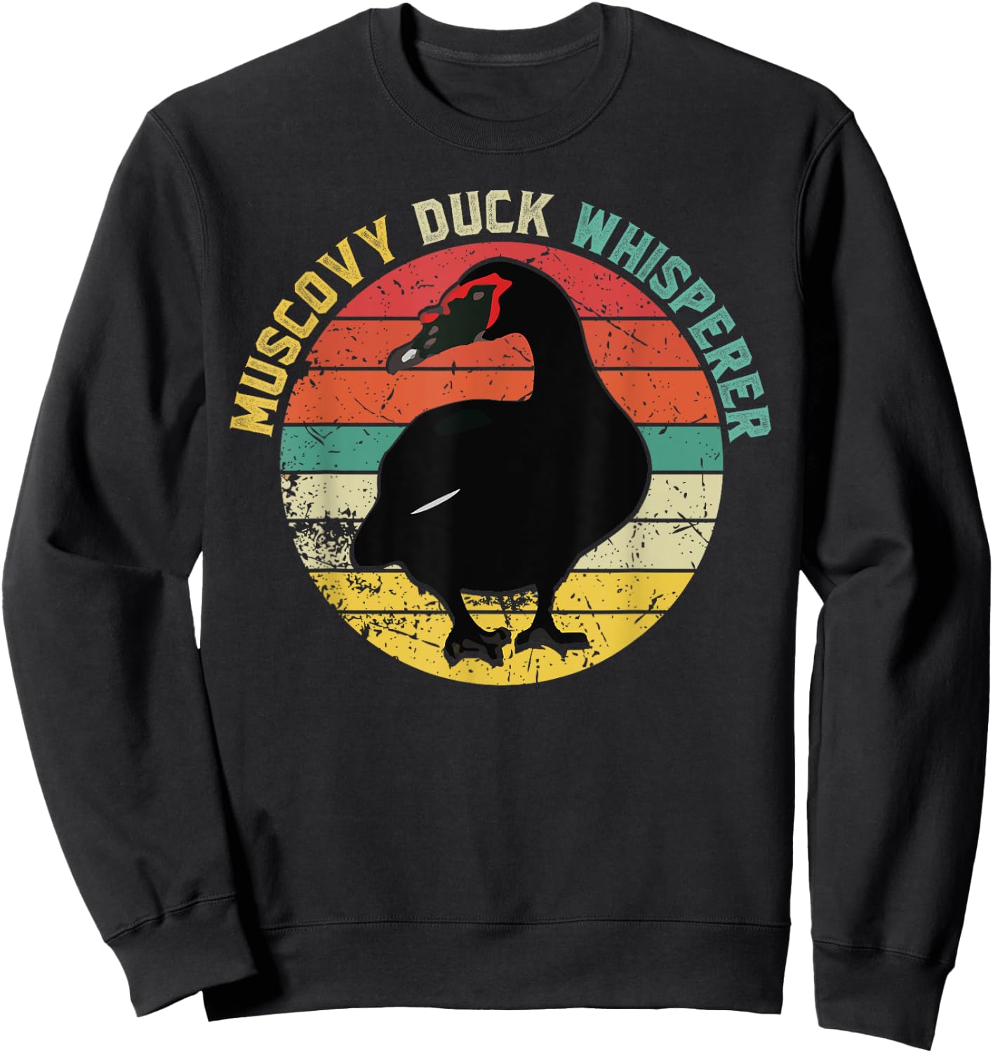 Retro Muscovy Duck Whisperer Funny Farmer Muscovy Duck gift Sweatshirt - Sweatshirt | Black