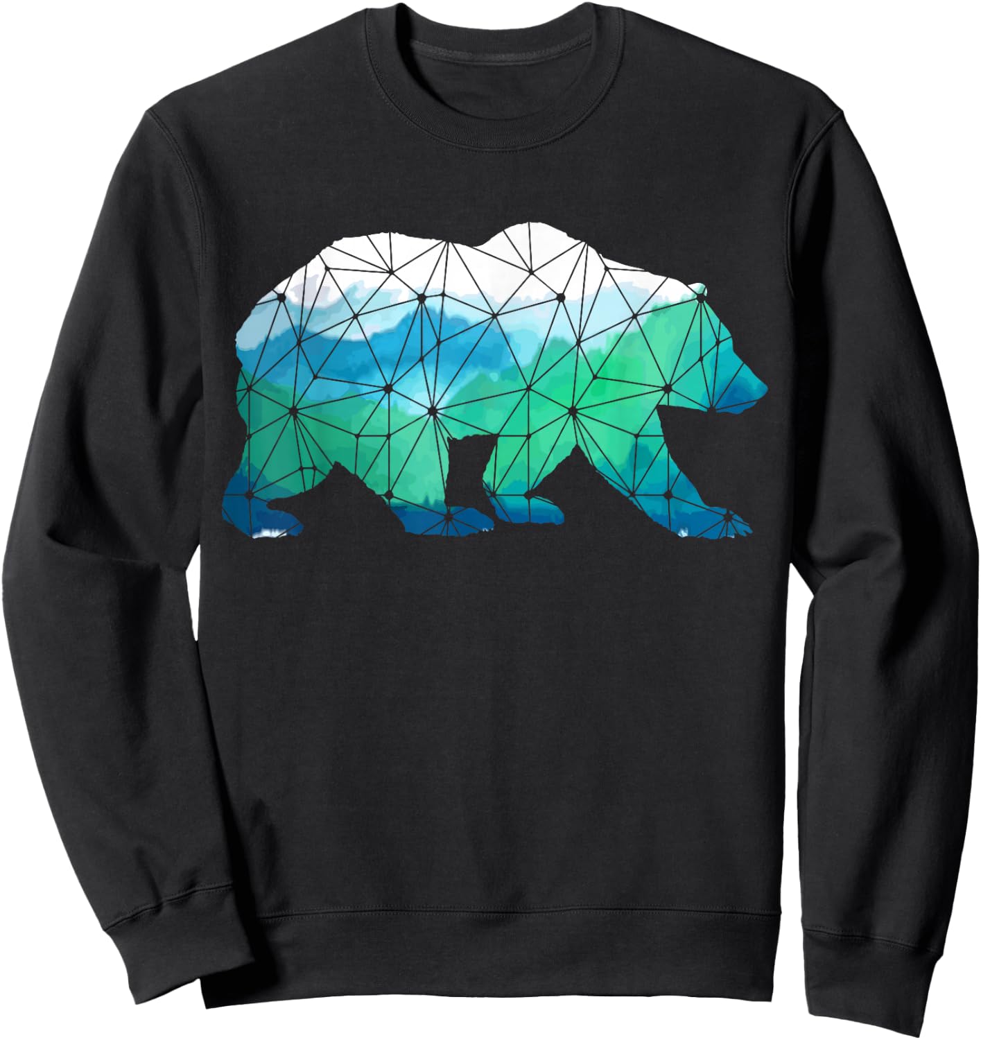 Bear Low Poly Mountains Grizzly Hiking Camping Camper Gift Sweatshirt - Sweatshirt | Black