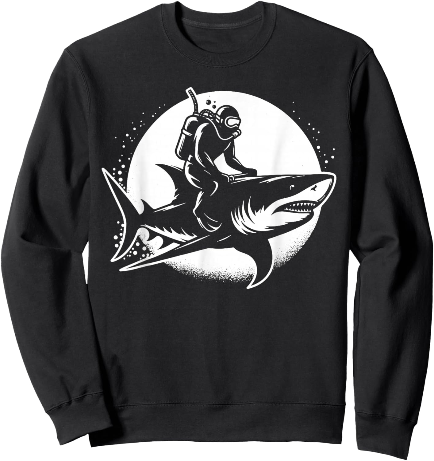 Scuba Diver Riding Shark Funny Shark Lover Diving Sweatshirt - Sweatshirt | Black