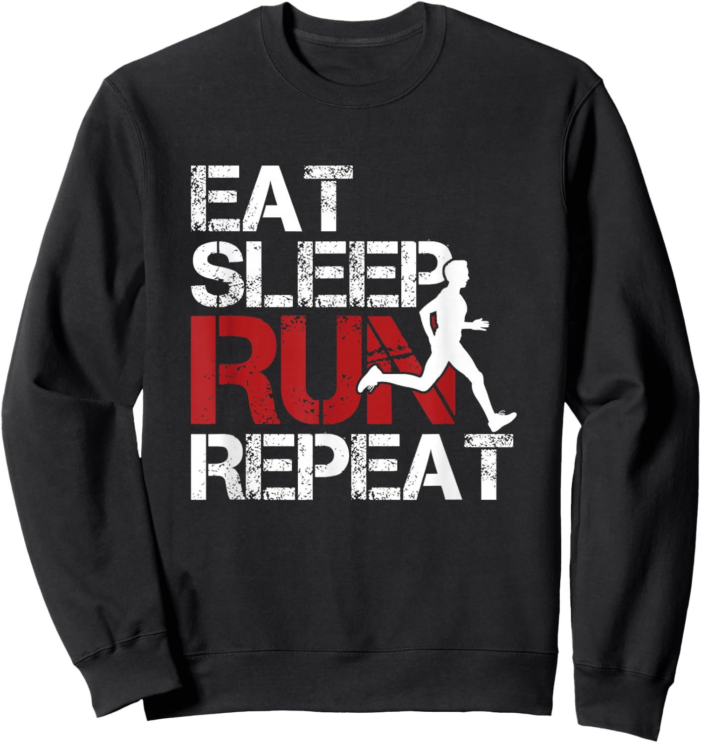 Eat Sleep Run Repeat Track & Field Running Sweatshirt - Sweatshirt | Black