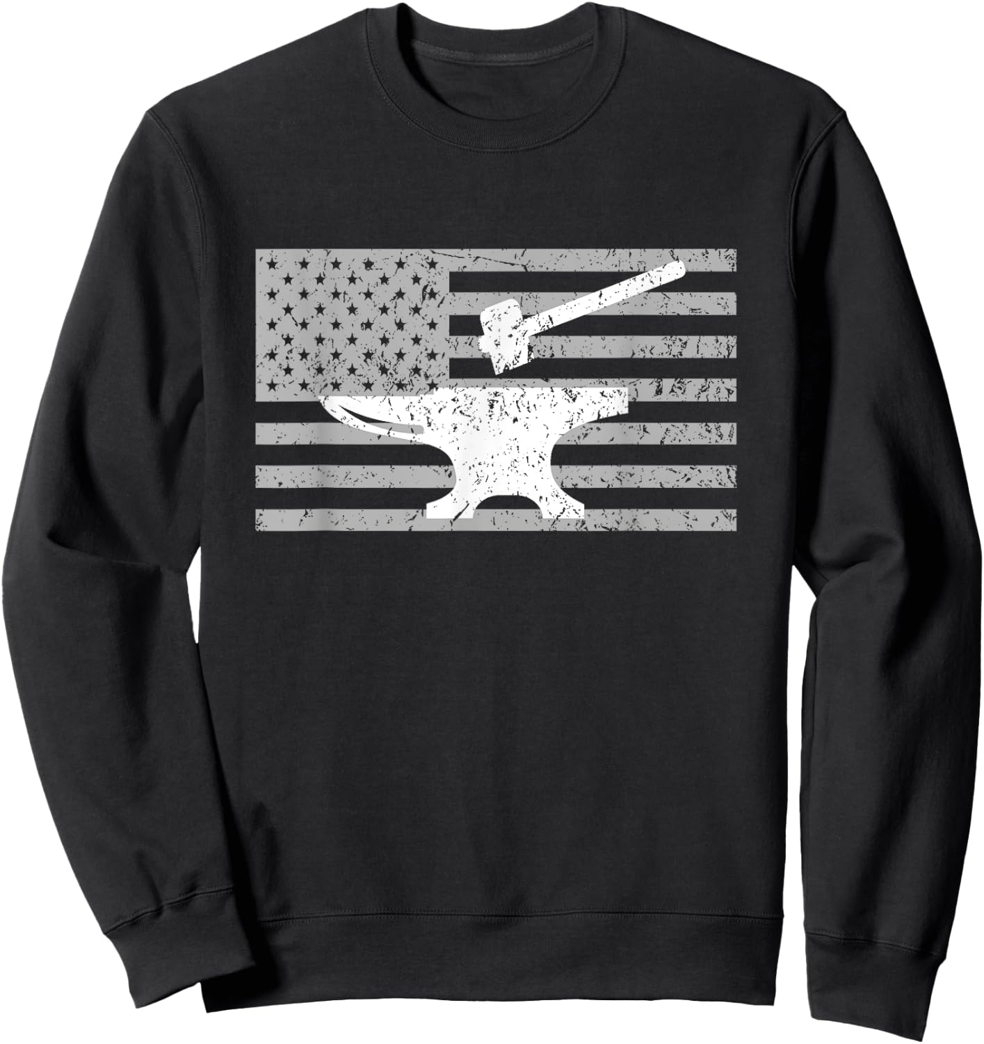 Forging Shirt, Forge Shirt, American Flag Blacksmith Anvil Women Men Sweatshirt - Sweatshirt | Black