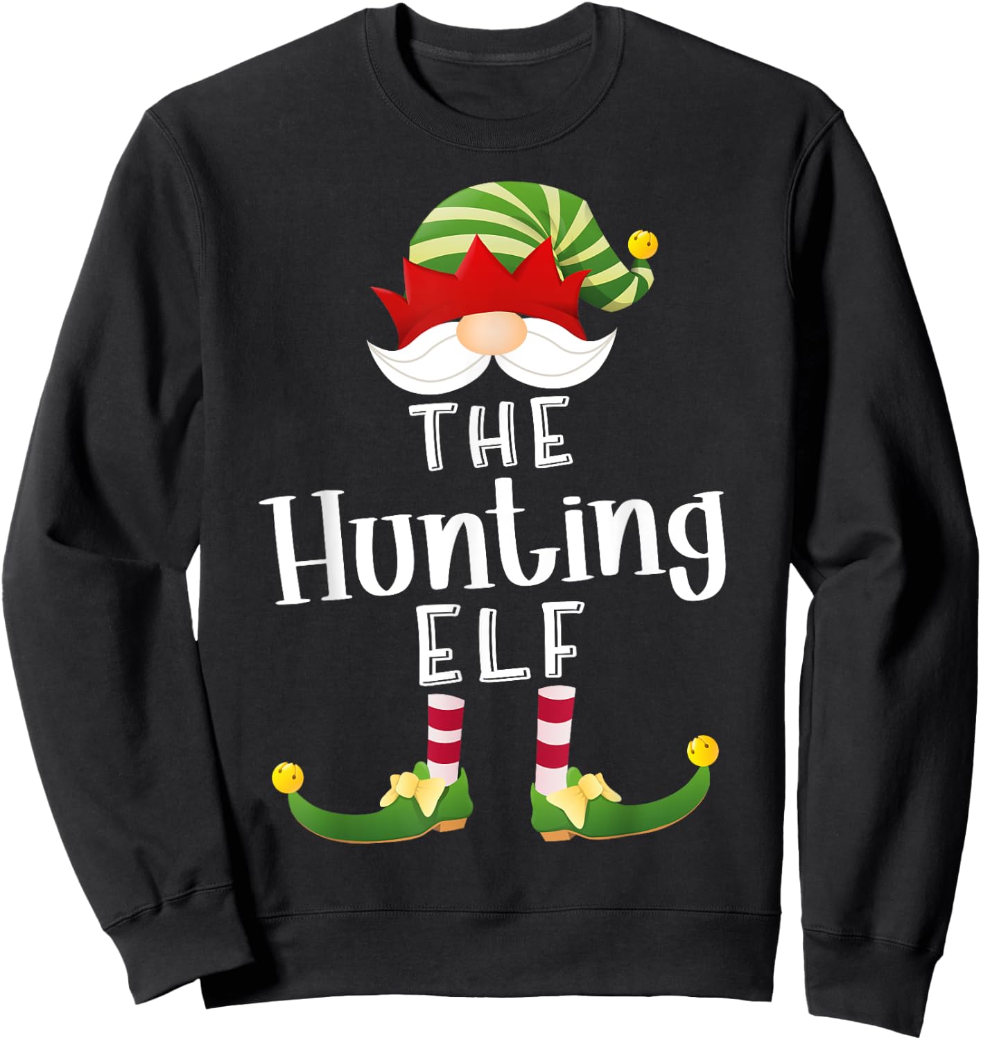Hunting Elf Group Christmas Funny Pajama Party Sweatshirt - Sweatshirt | Black