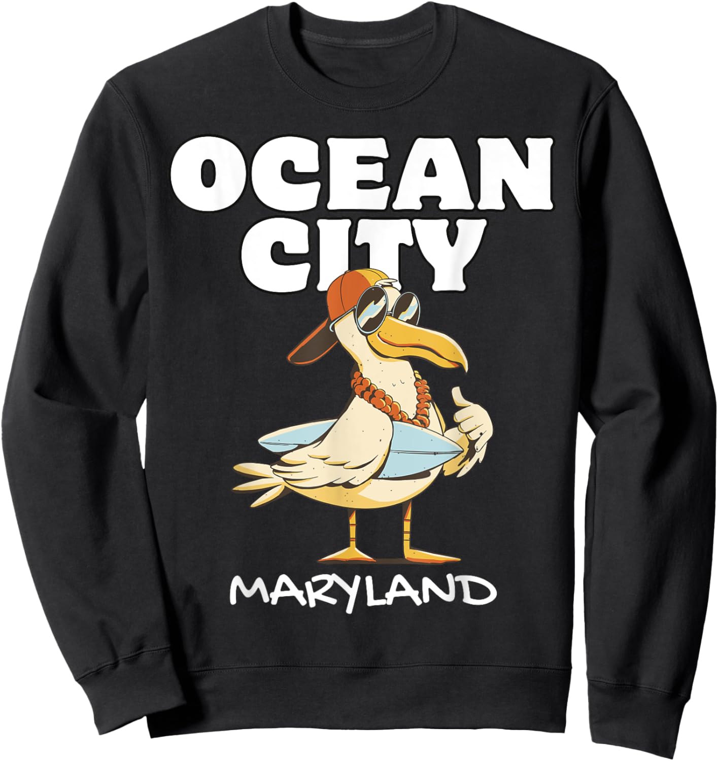OCEAN CITY MARYLAND Surf Vacation Sunset Surfing Travel Sweatshirt - Sweatshirt | Black