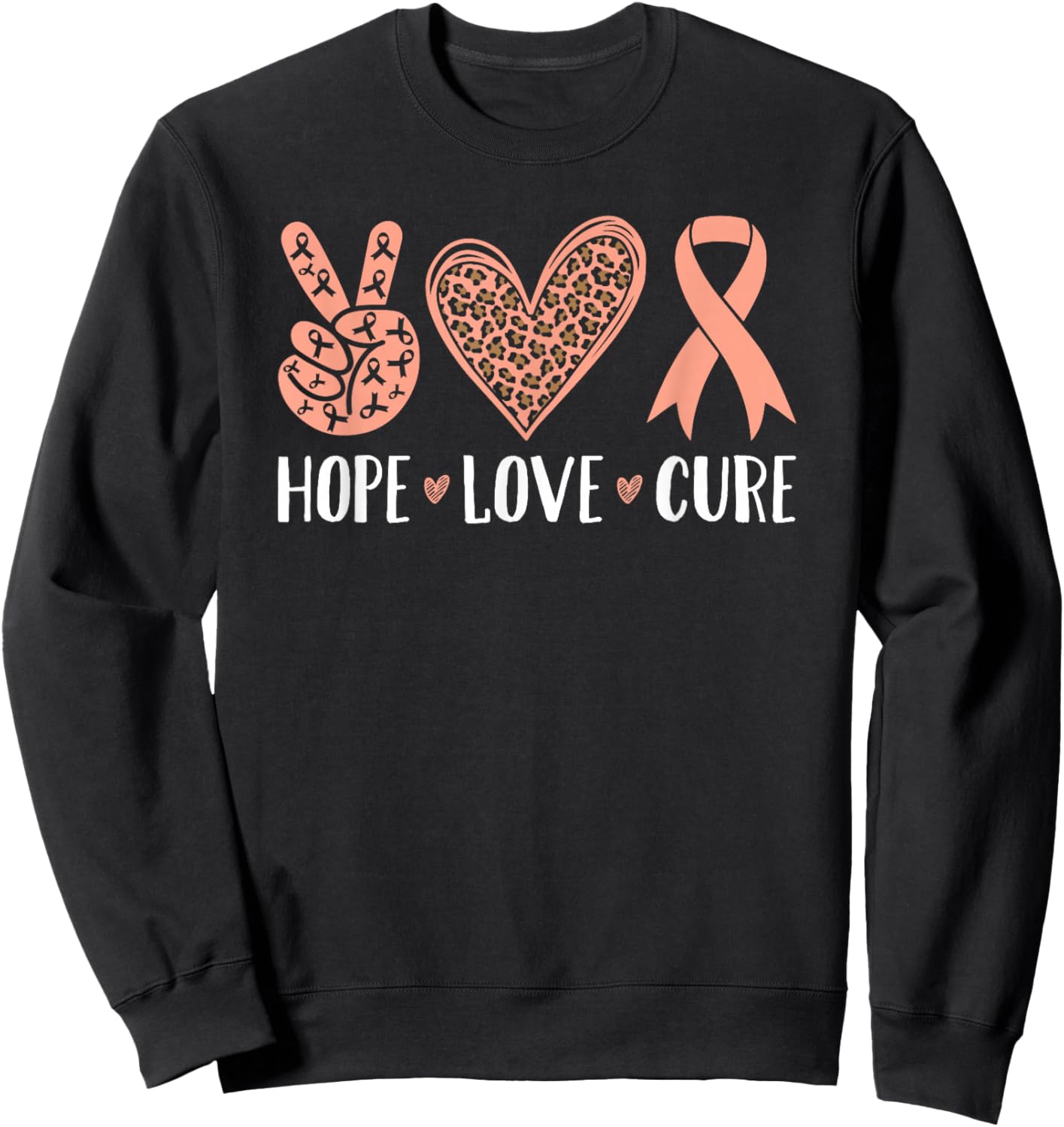 Endometrial Cancer Peach Ribbon Uterine Sweatshirt - Sweatshirt | Black