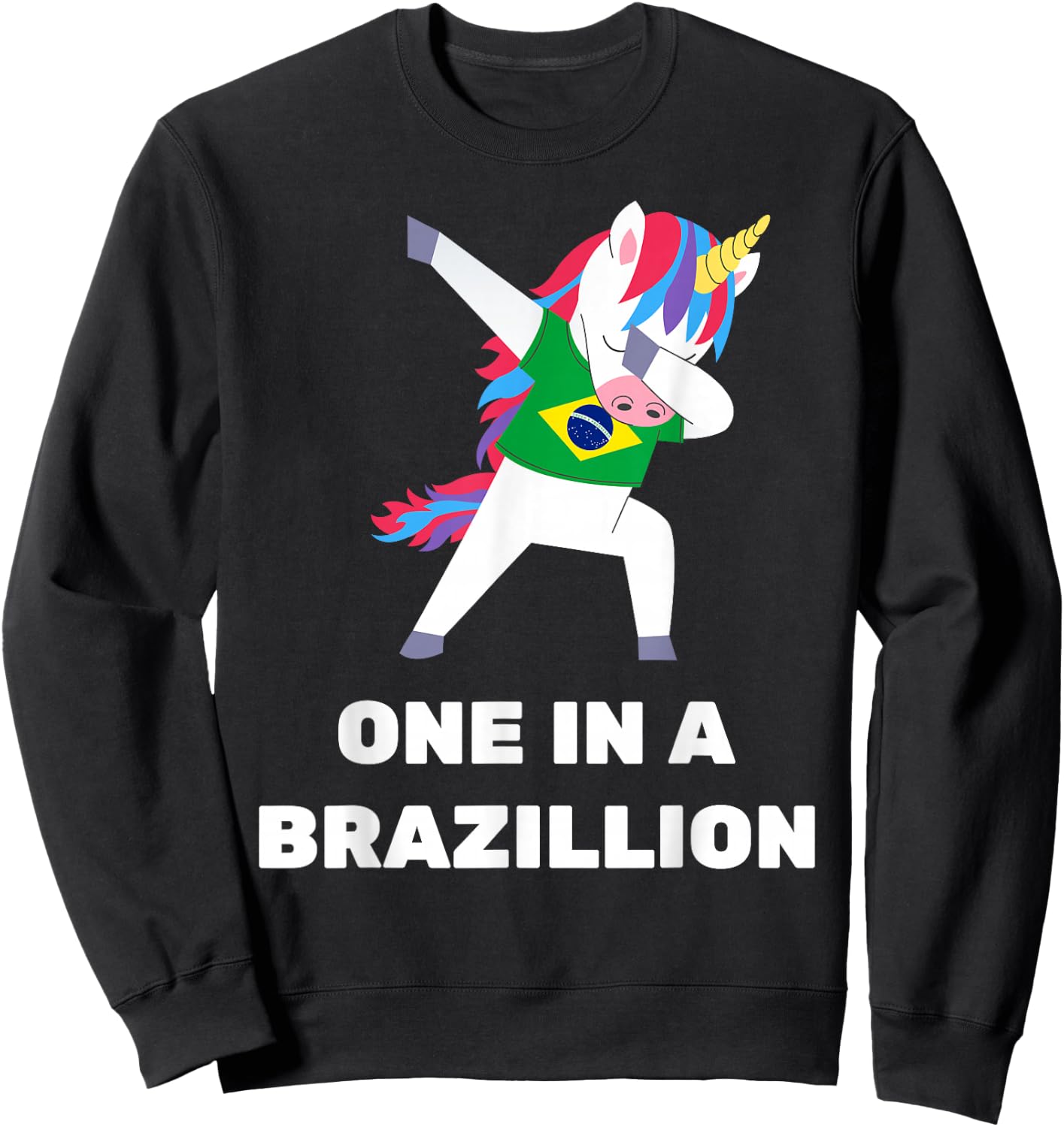 Funny Brazilian Unicorn Brazil Flag Brasil Sweatshirt - Sweatshirt | Black
