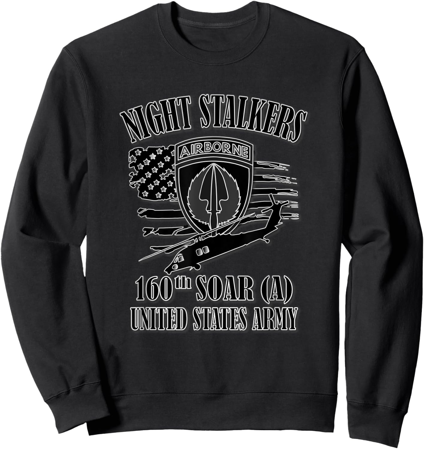 U.S. Army 160th SOAR- Airborne (Front Design) Sweatshirt - Sweatshirt | Black