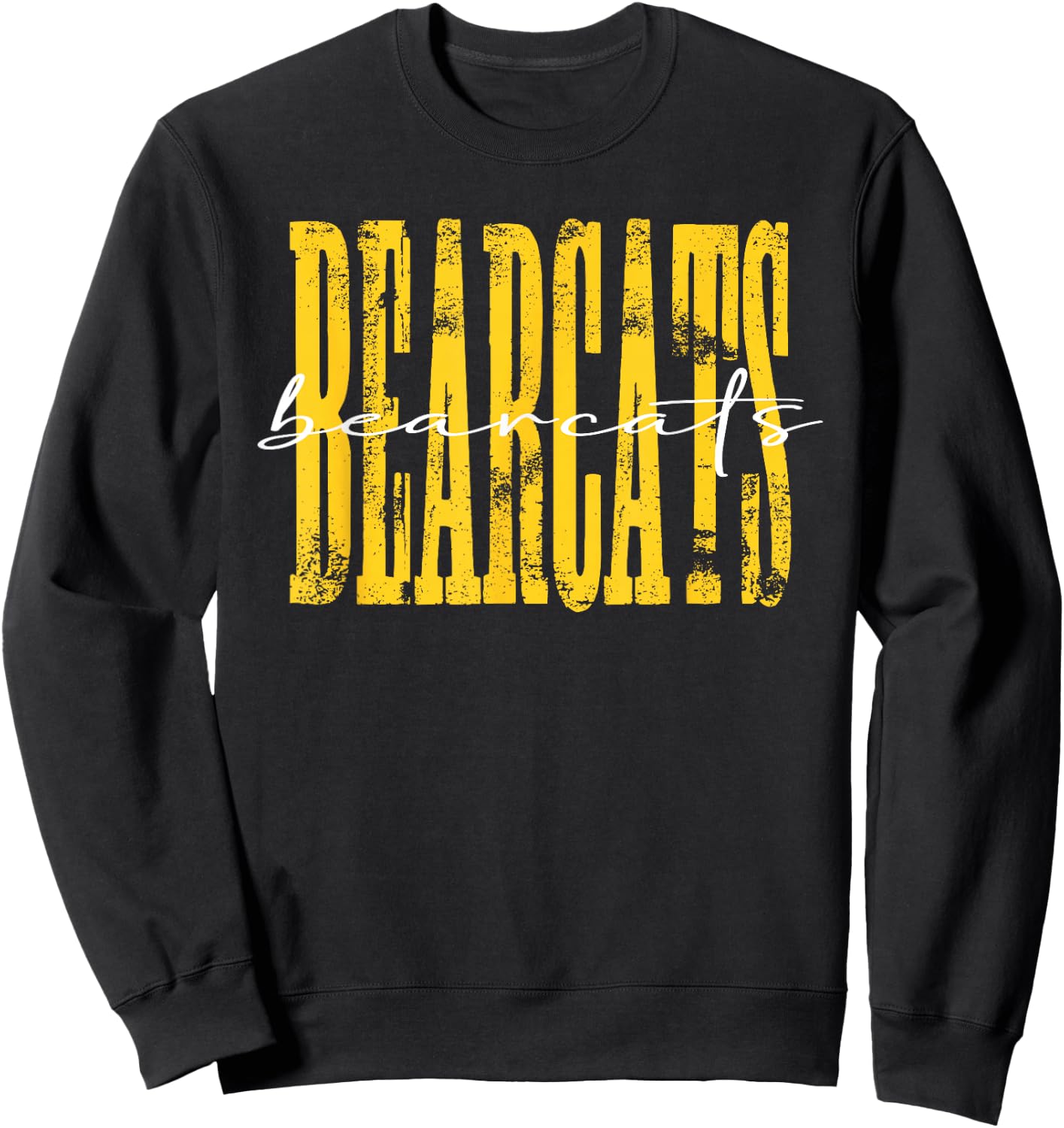Yellow Bearcats School Spirit Bearcat Pride Mascot Team Sweatshirt - Sweatshirt | Black