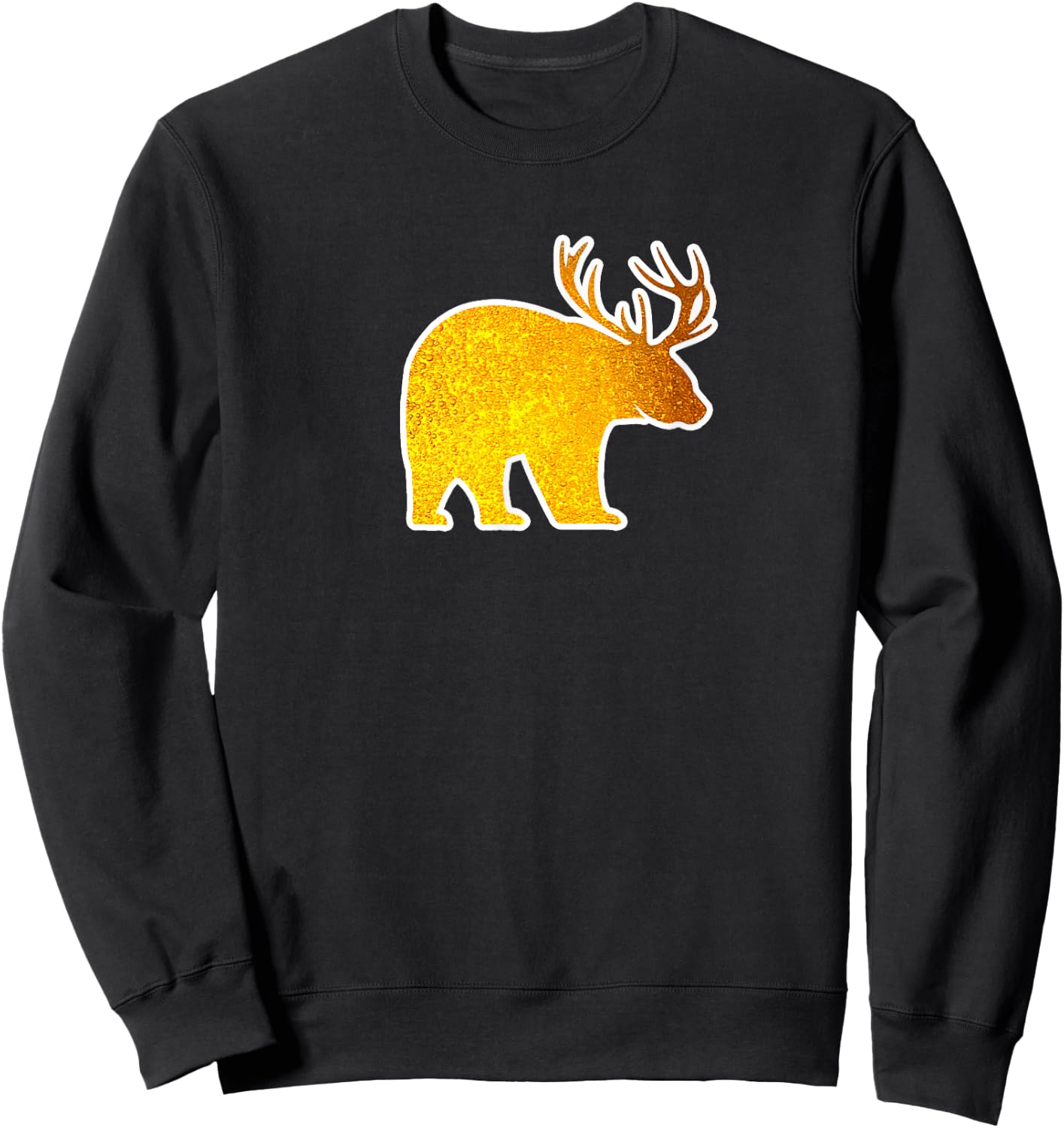 Bear with Deer Antlers Funny Beer Lover Spirit Animal Sweatshirt - Sweatshirt | Black