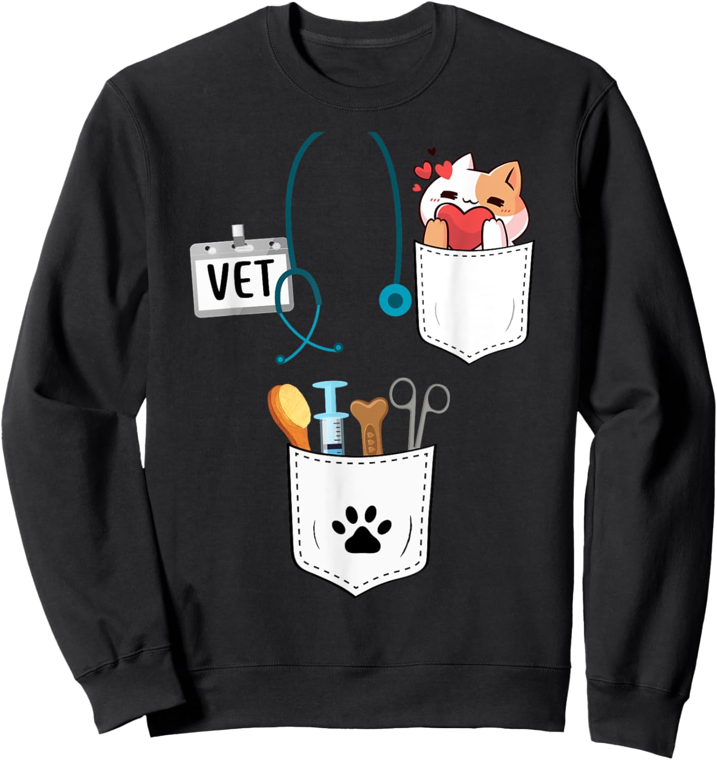 Vet Tech Veterinarian Halloween Costume For Adult Kids Women Sweatshirt - Sweatshirt | Black