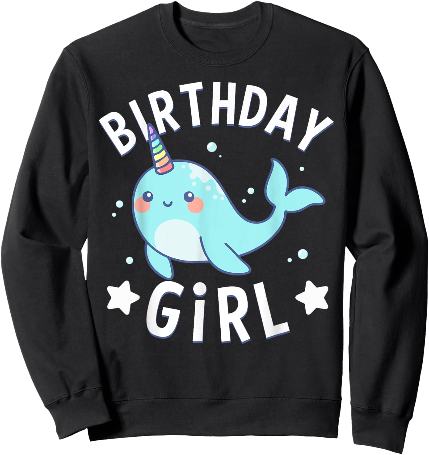 Birthday For Girl Party Cute Narwhal Sea Unicorn Sweatshirt - Sweatshirt | Black