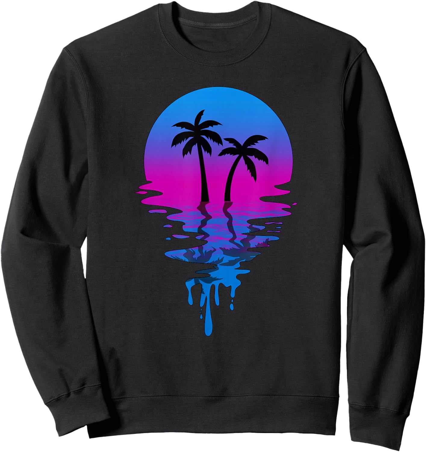 Vintage Retro Sunset Palm Tree Sweatshirt - Sweatshirt | Black