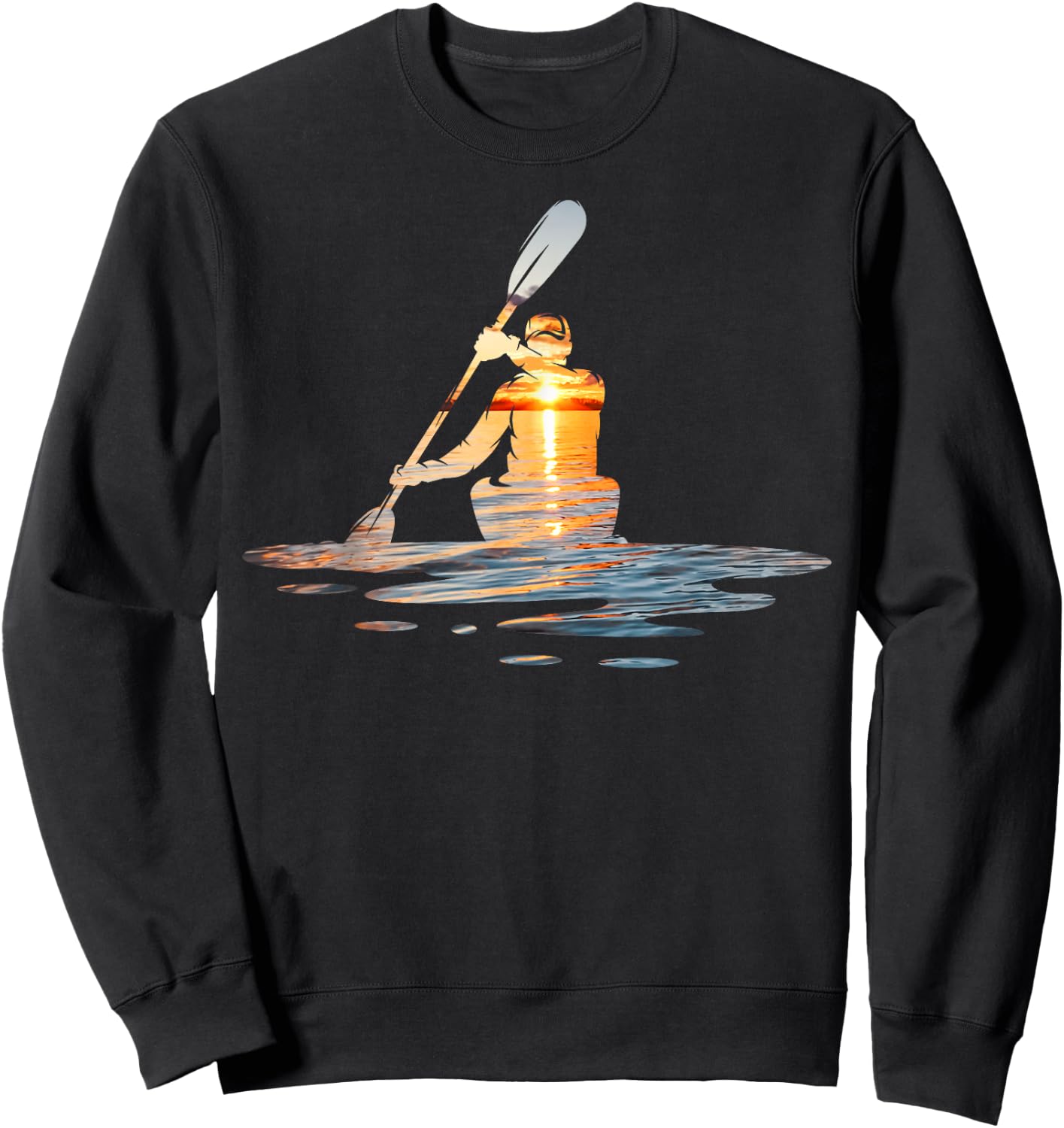 Kayaking Silhouette Kayak Kayaker Sweatshirt - Sweatshirt | Black