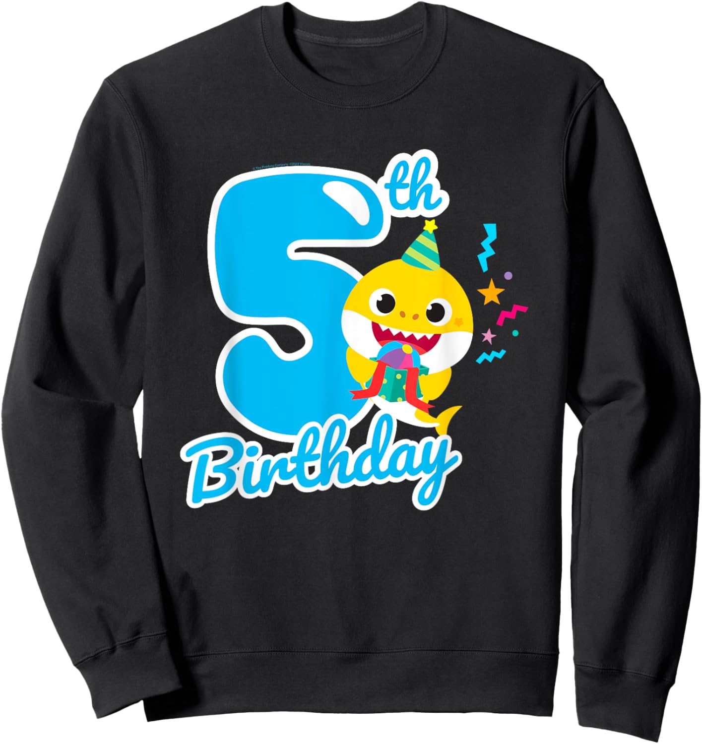 Baby Shark 5th Birthday Blue 5 Years Sweatshirt - Sweatshirt | Black