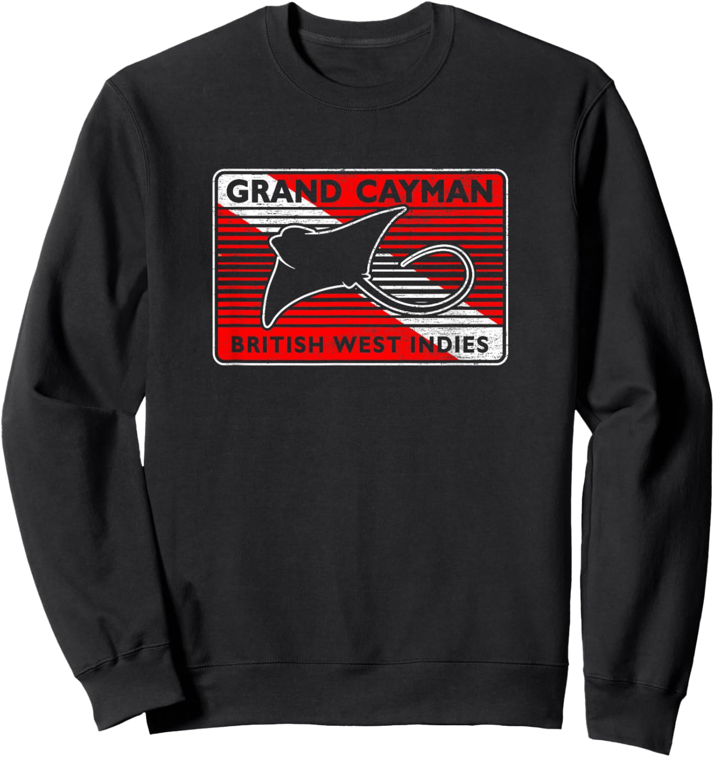 Retro Grand Cayman Islands Stingray City Scuba Diving Sweatshirt - Sweatshirt | Black