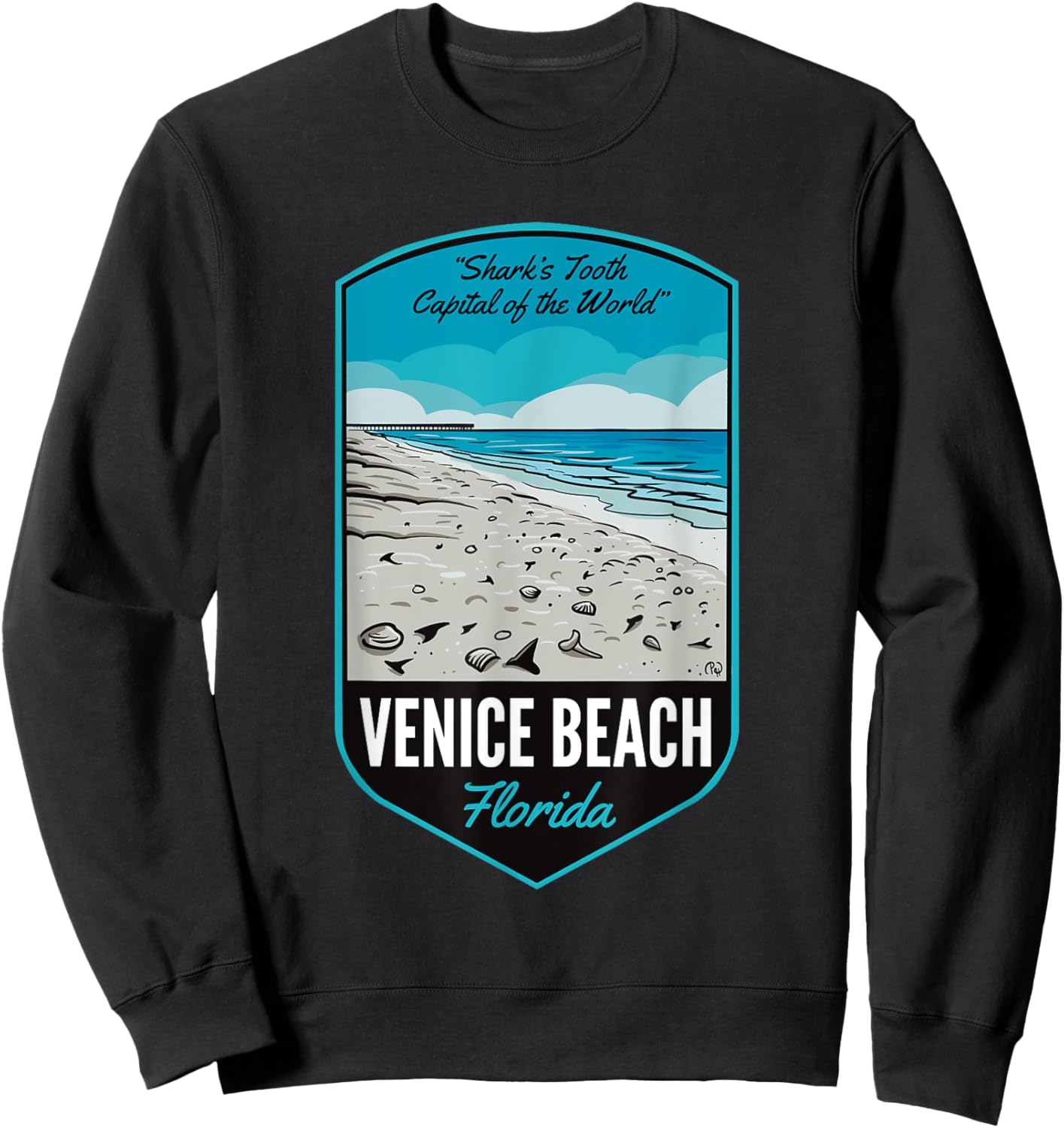 Venice Beach FL Sharks Tooth Capital Sweatshirt - Sweatshirt | Black