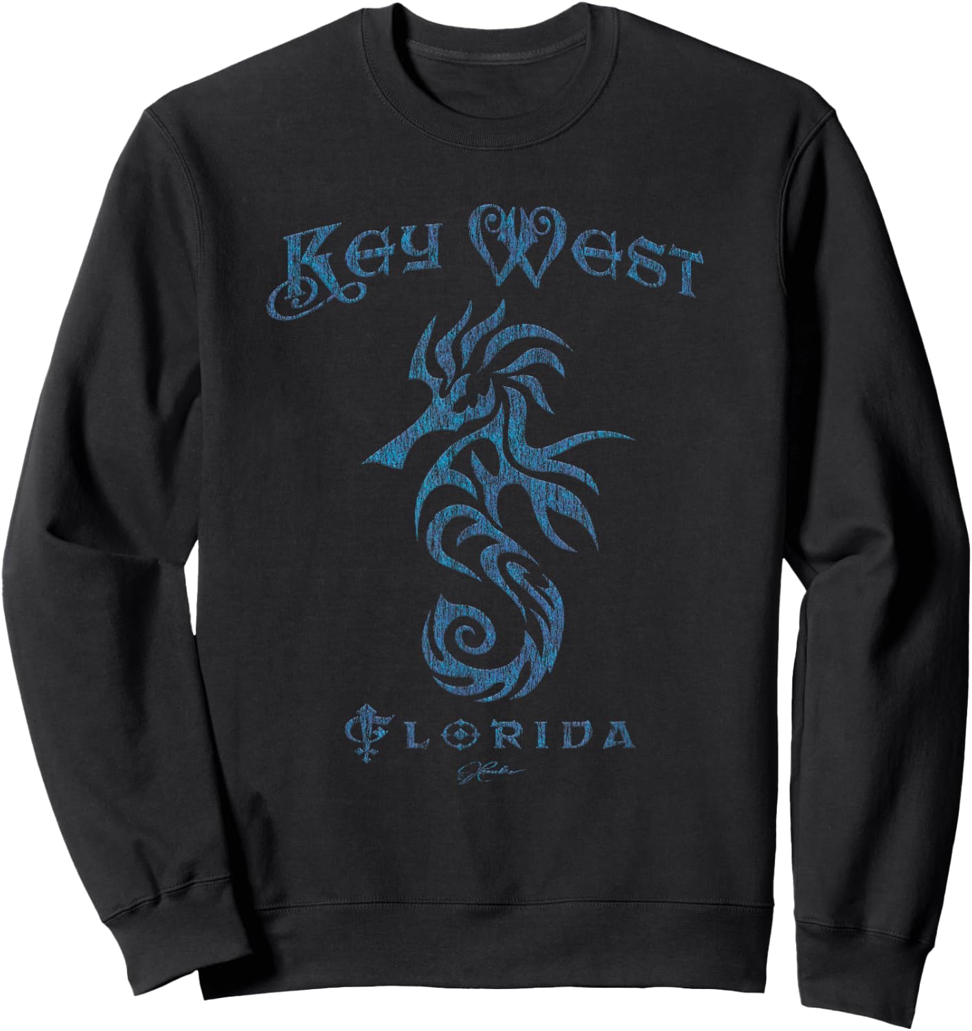 JCombs: Key West, FL, Seahorse (Distressed) Sweatshirt - Sweatshirt | Black