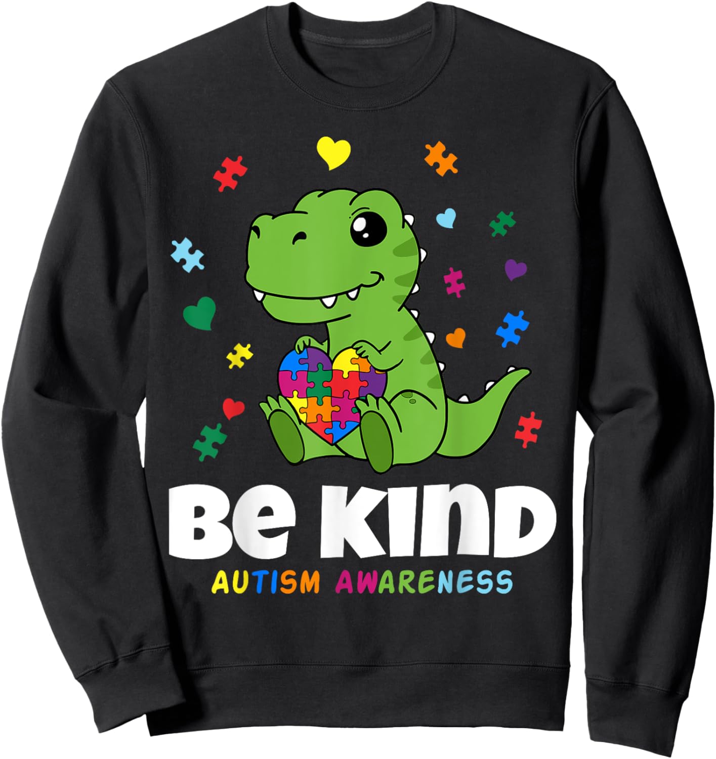 Be Kind Autism Awareness baby Dino Choose Kindness Sweatshirt - Sweatshirt | Black