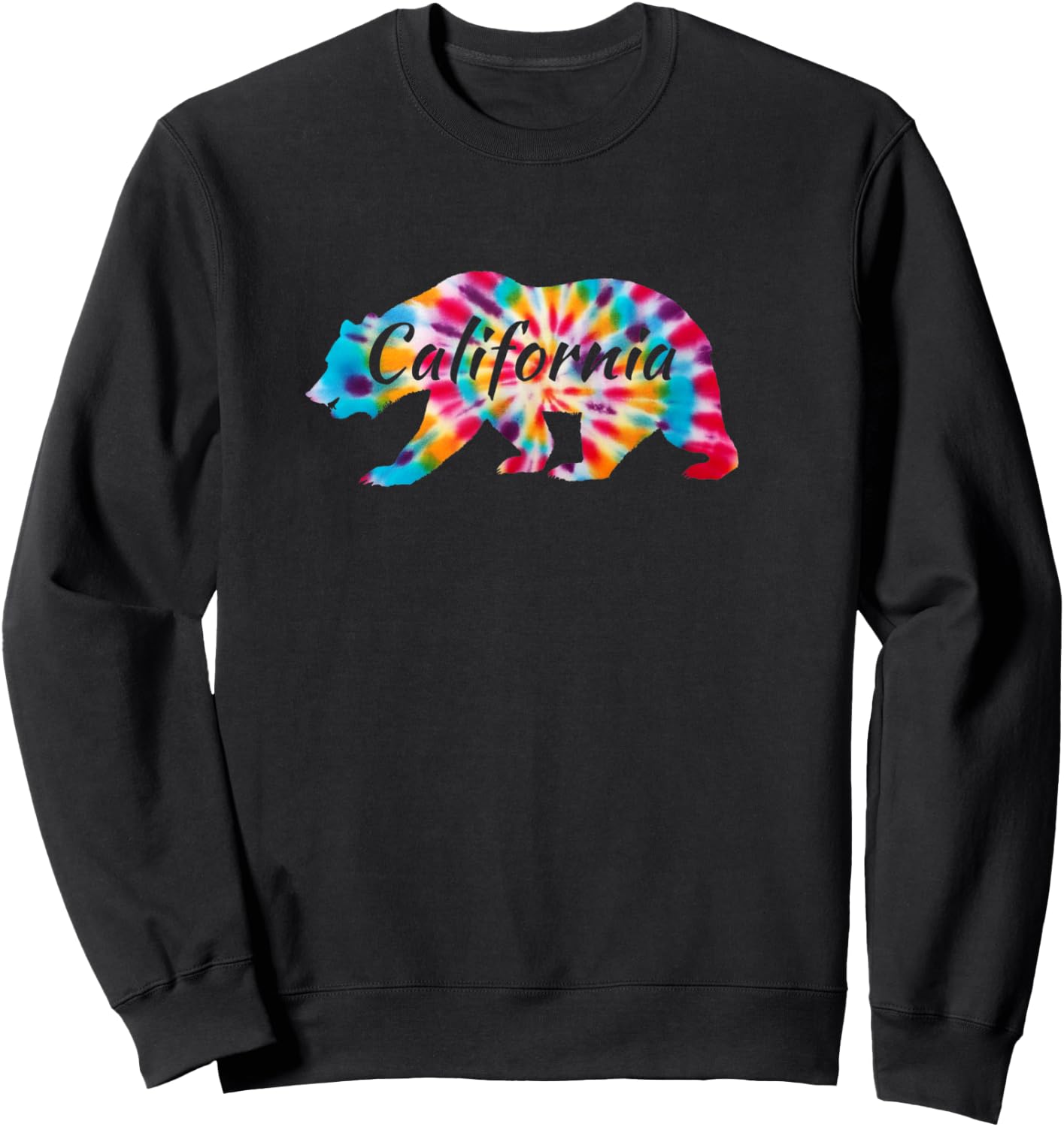 California State Flag Grizzly - CA Bear Republic Tie Dye Sweatshirt - Sweatshirt | Black
