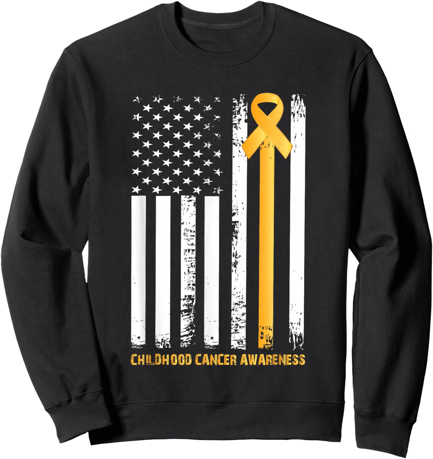 ribbon in a flag, Childhood cancer awareness Sweatshirt - Sweatshirt | Black