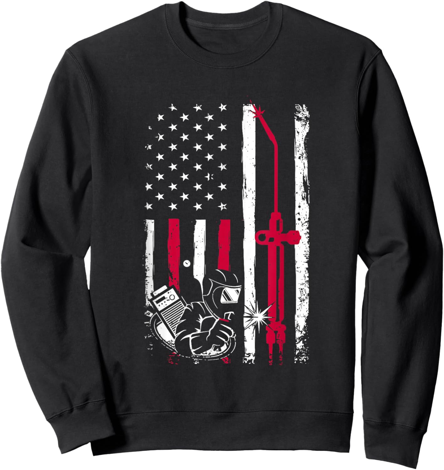 Patriot Welder Red Line American USA Flag Patriotic Welding Sweatshirt - Sweatshirt | Black