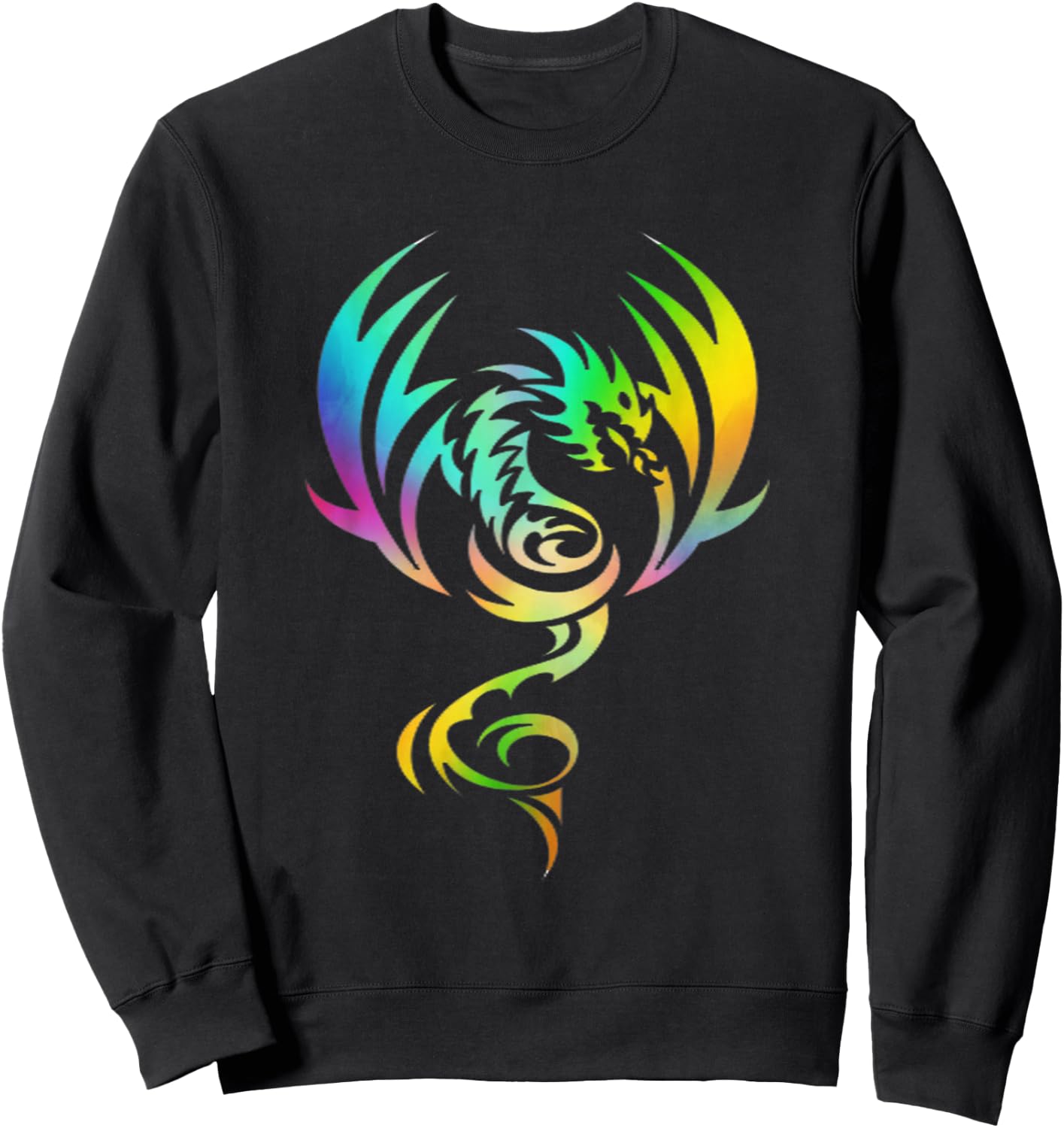 Medieval Mythical Animal Dragon With Rainbow Wings For Young Sweatshirt - Sweatshirt | Black