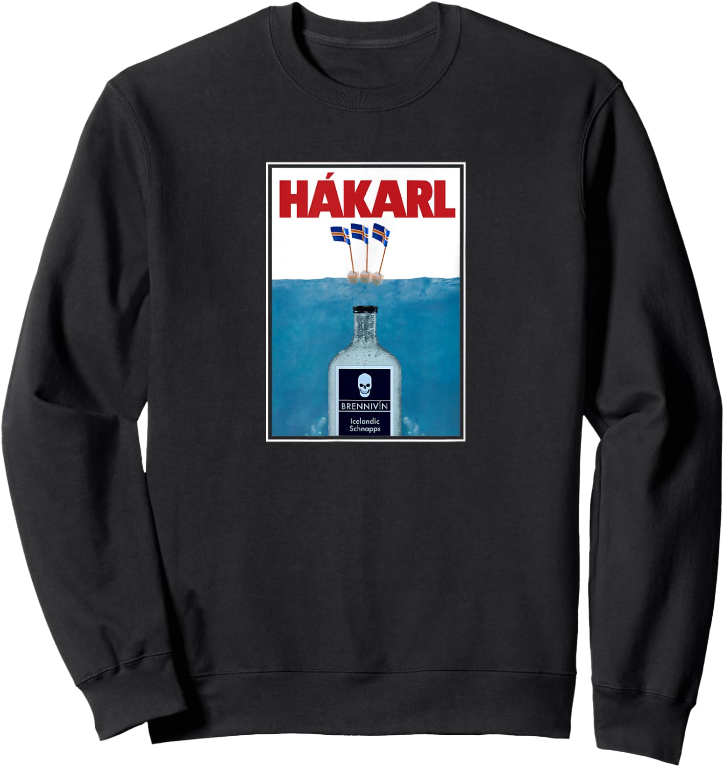 Hakarl Iceland Shark Brennivín Shot Viking Foodie Sweatshirt - Sweatshirt | Black