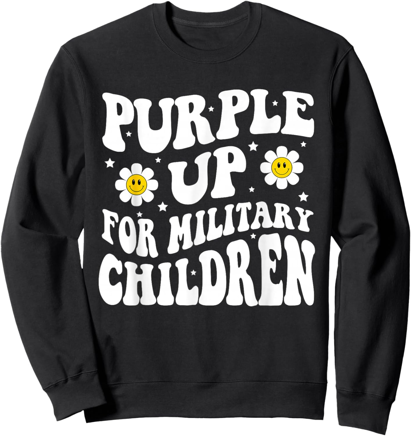 Groovy Purple Up for Military Kids Military Child Month Sweatshirt - Sweatshirt | Black
