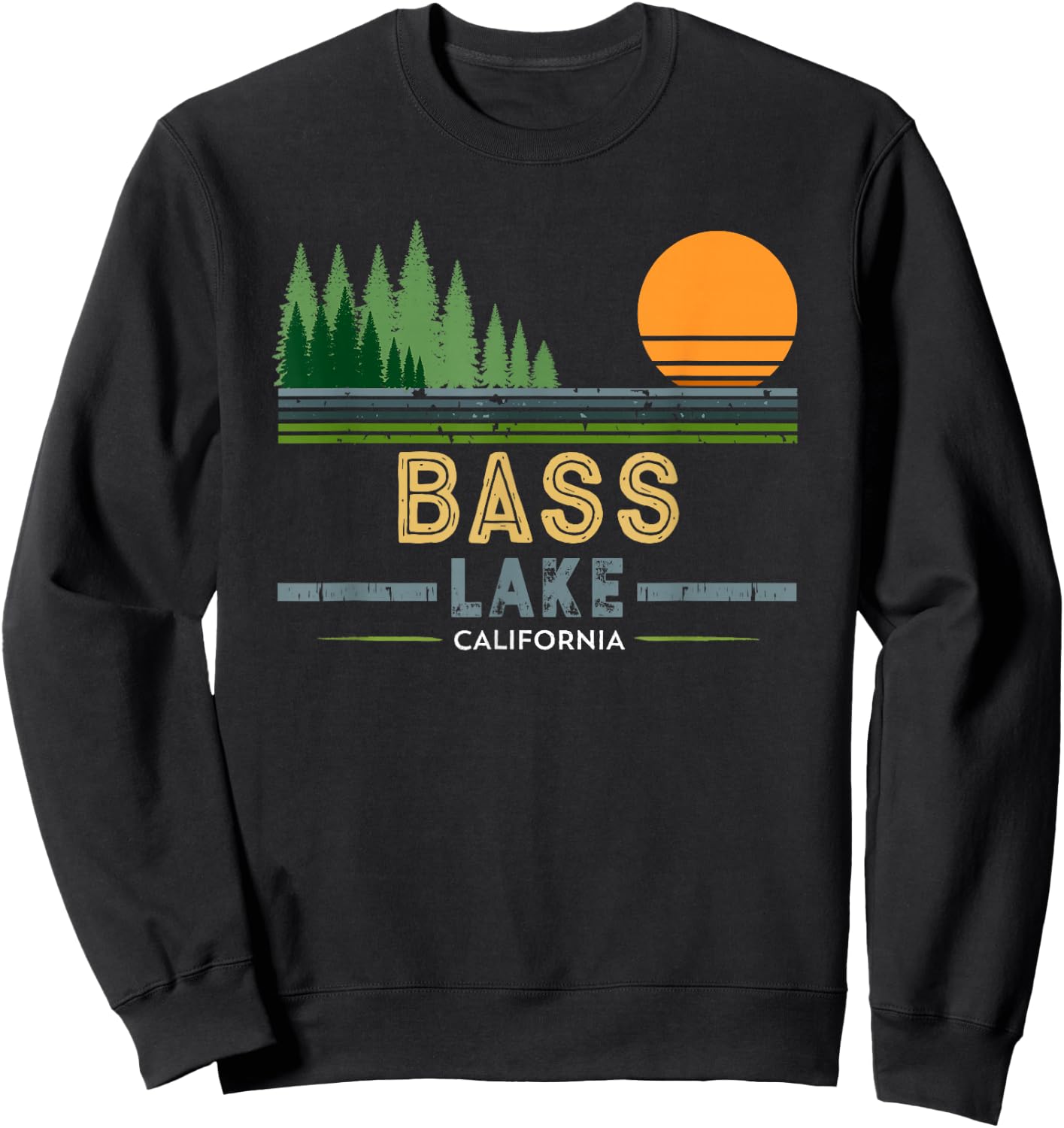 Vintage Bass Lake California Sweatshirt - Sweatshirt | Black