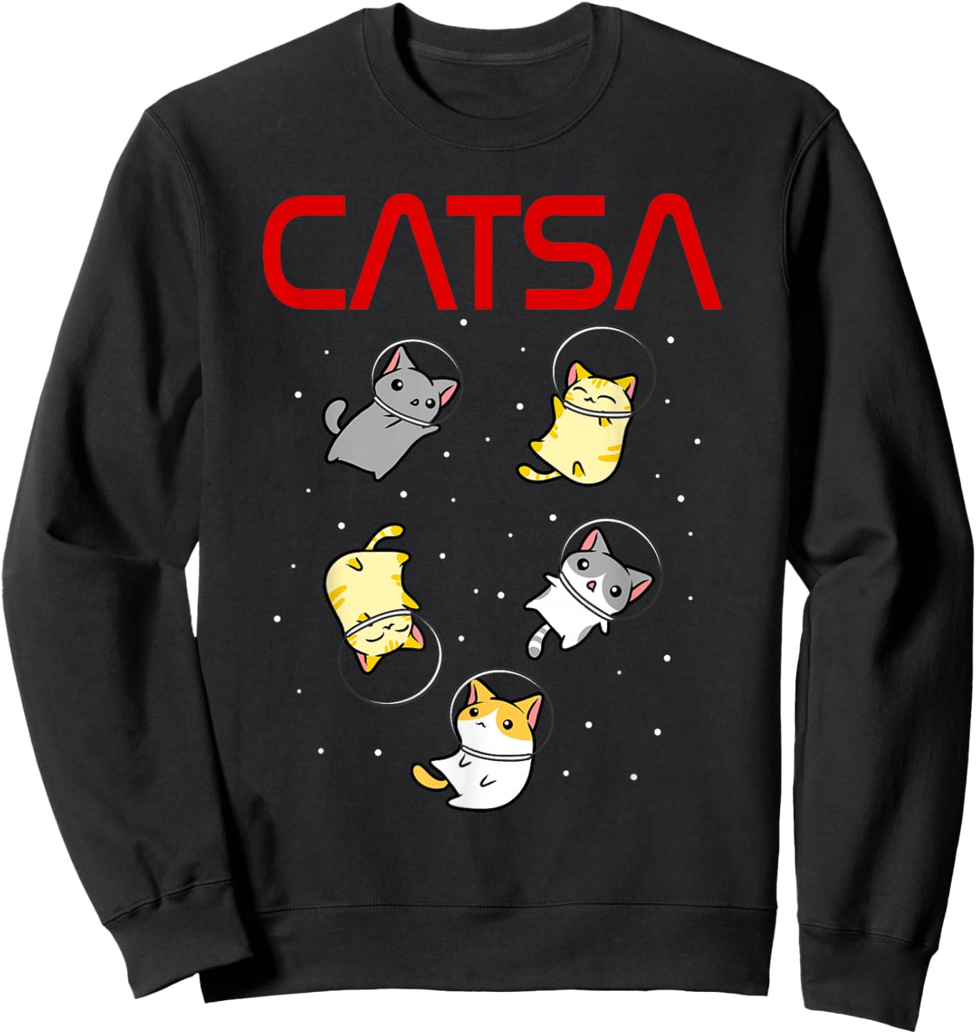 Funny Space Astronaut Cat Gifts Men Women Kids Cats Space Sweatshirt - Sweatshirt | Black