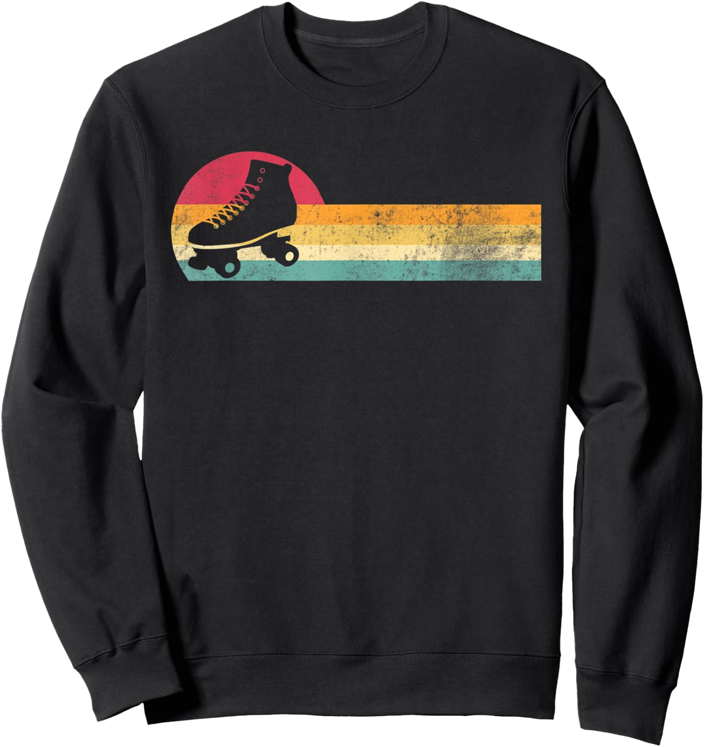 Retro Vintage Rollerskates Silhouette Roller Skating 80s 70s Sweatshirt - Sweatshirt | Black