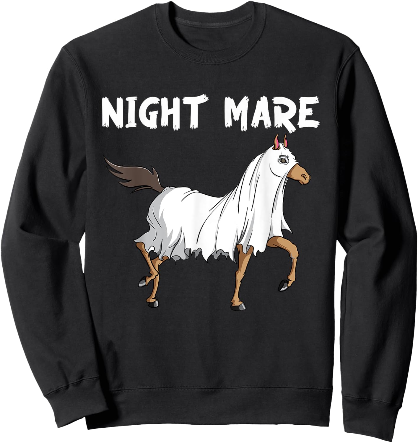 Horse Ghost Night Mare | Equestrian Horse Lover Halloween Sweatshirt - Sweatshirt | Black