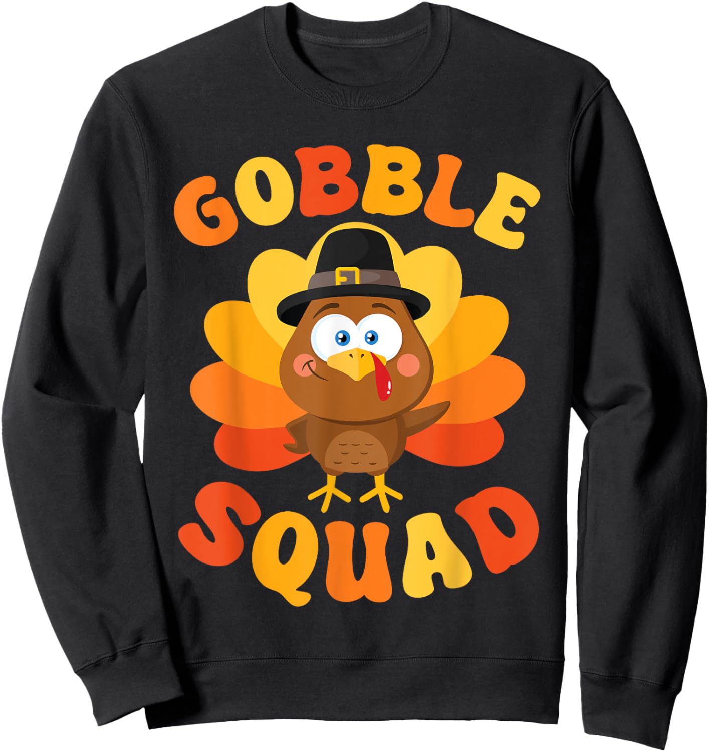Gobble Squad Cute Turkey Thanksgiving Sweatshirt - Sweatshirt | Black