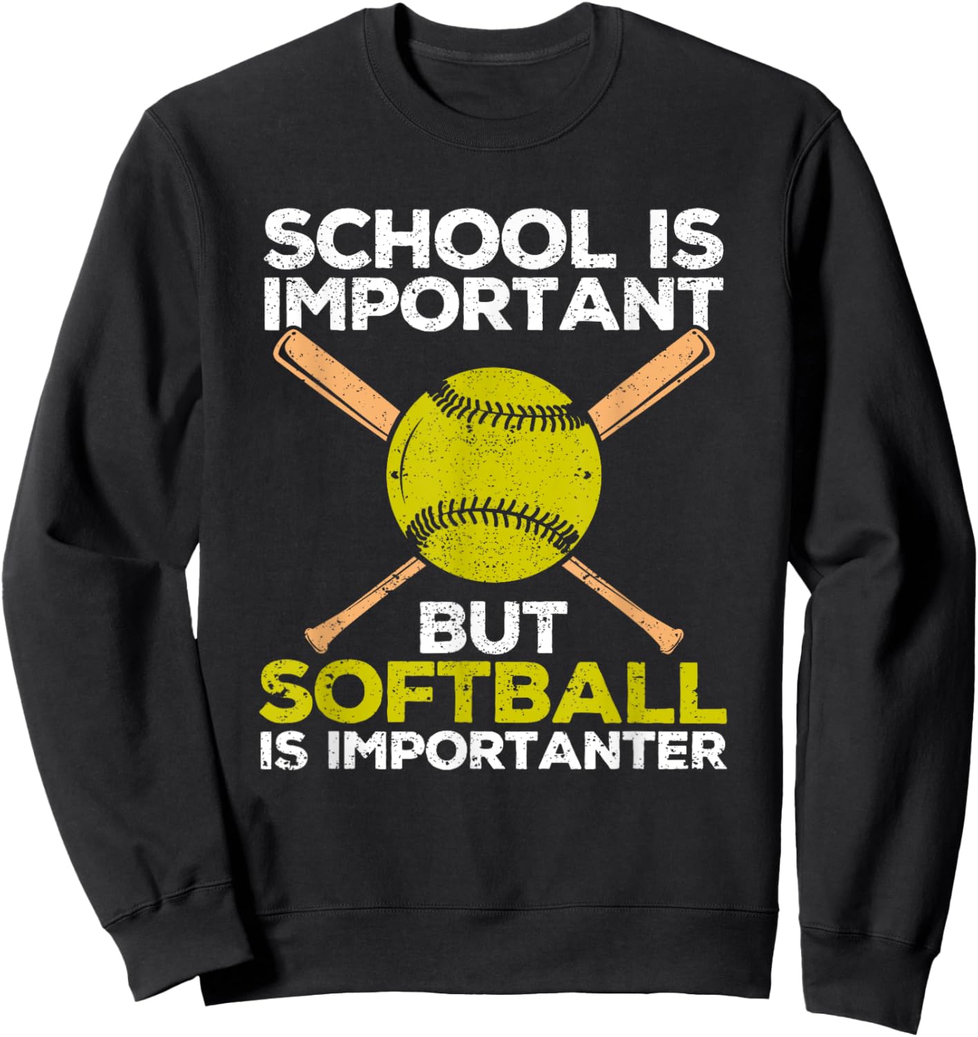 School is Important but Softball Is Importanter Girls Sweatshirt - Sweatshirt | Black