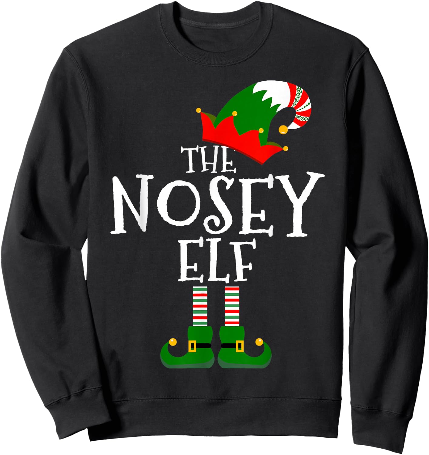 The Nosey Elf Costume Matching Family Group Gift Christmas Sweatshirt - Sweatshirt | Black