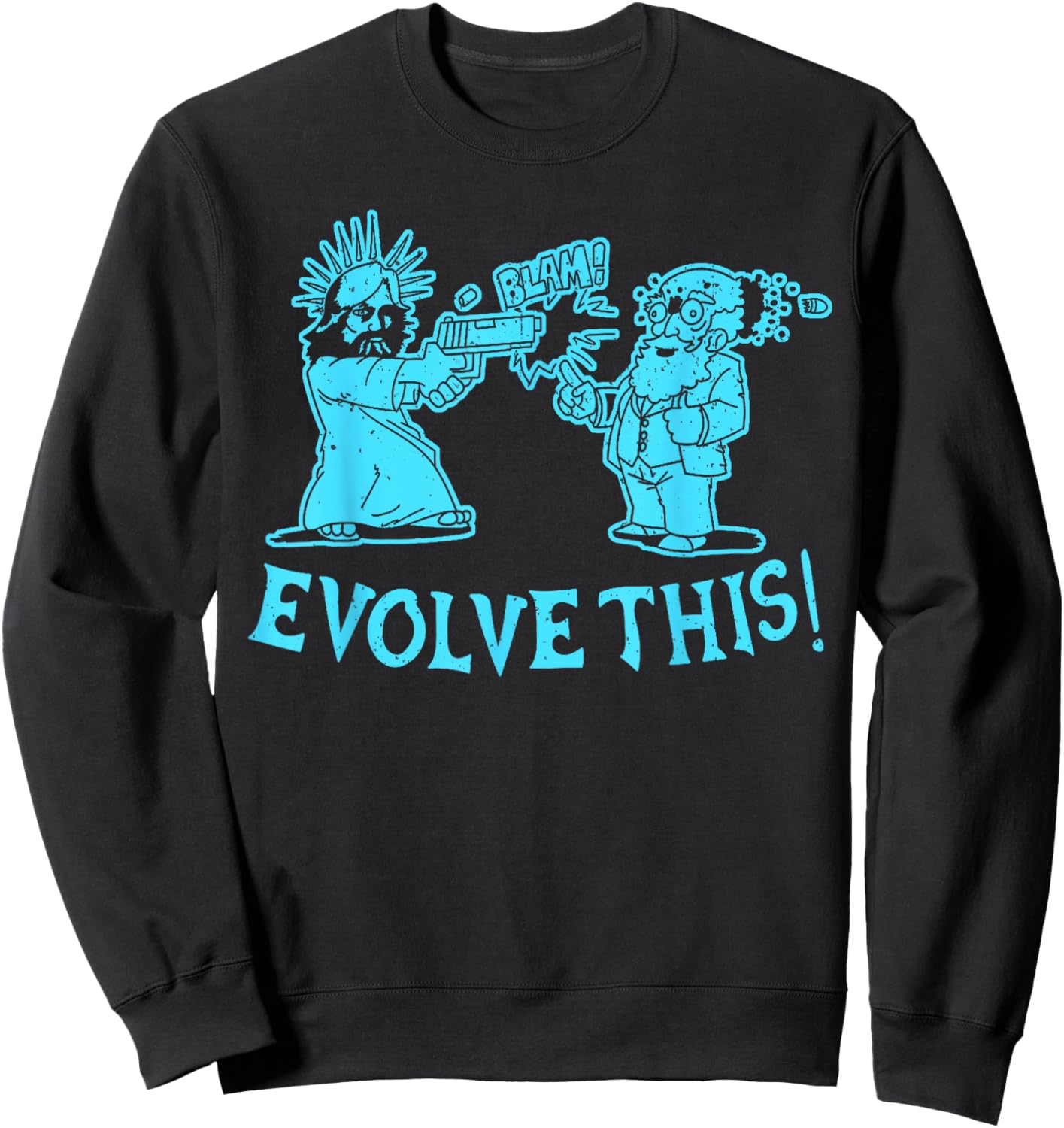 Vintage Evolve This Jesus And Darwin 2 Sweatshirt - Sweatshirt | Black