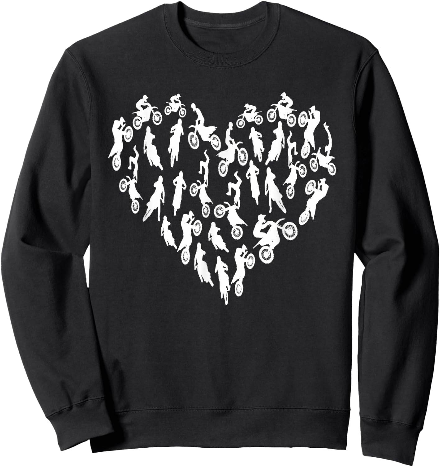 Motocross Heart - Valentines Day Hearts Dirt Bike Motocross Sweatshirt - Sweatshirt | Black