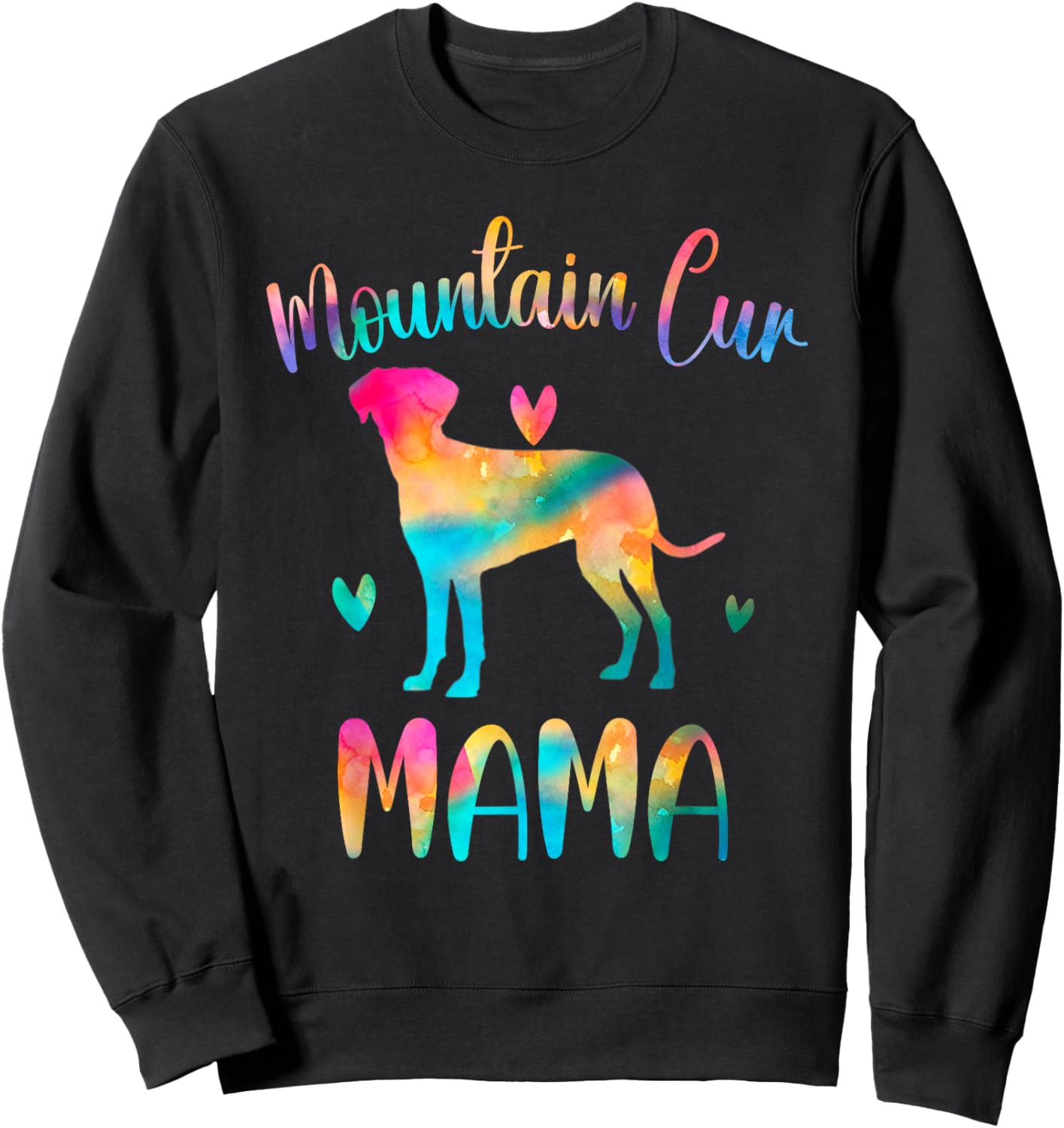 Mountain Cur Mama Colorful Mountain Cur Cute Gifts Dog Mom Sweatshirt - Sweatshirt | Black