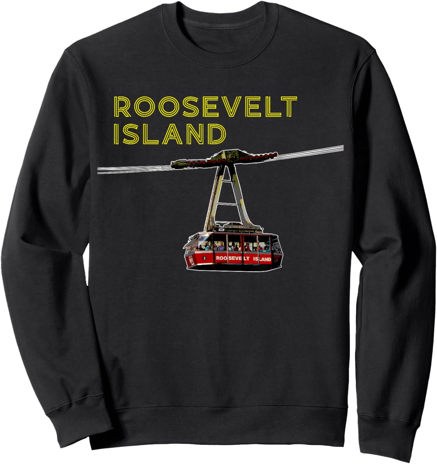 Roosevelt Island Tramway New York NYC Neighborhood Retro Sweatshirt - Sweatshirt | Black