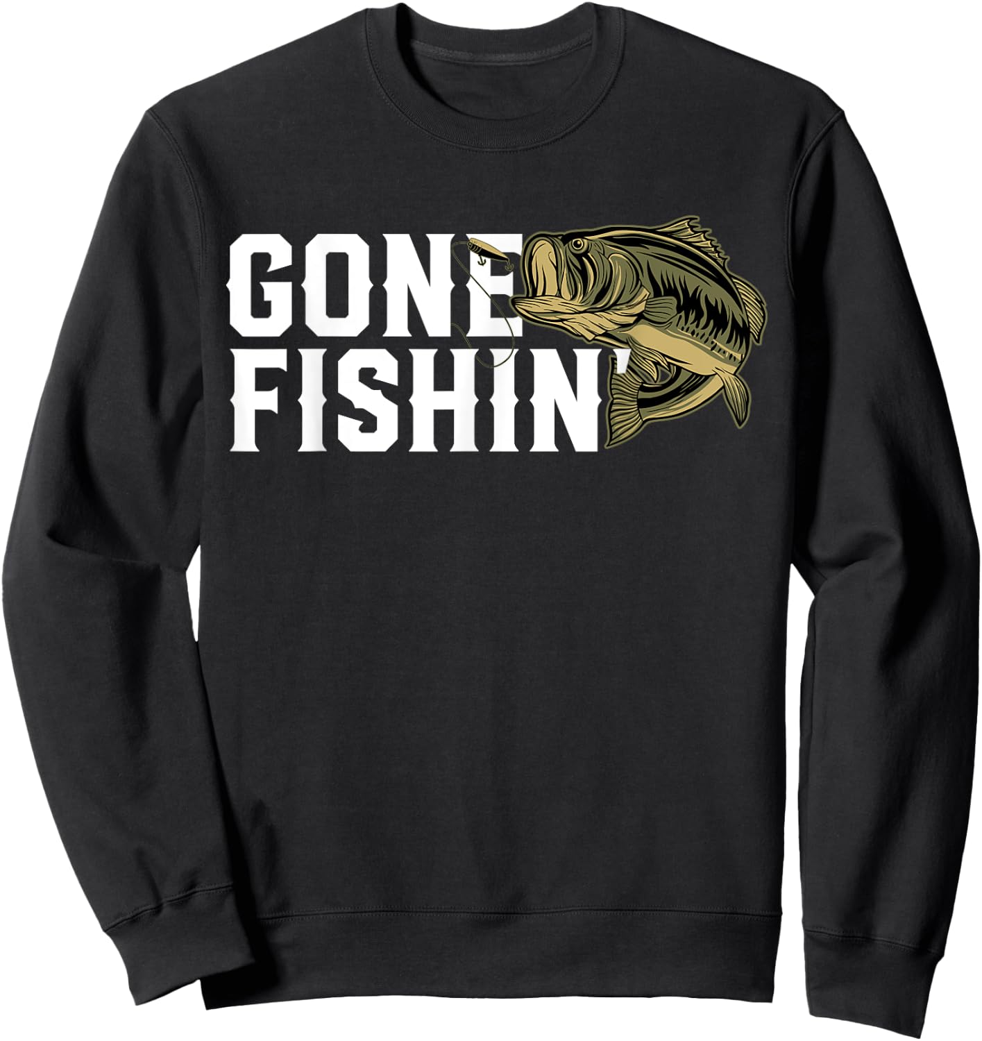 Gone Fishin Funny Largemouth Bass Fishing Gift Fisherman Sweatshirt - Sweatshirt | Black