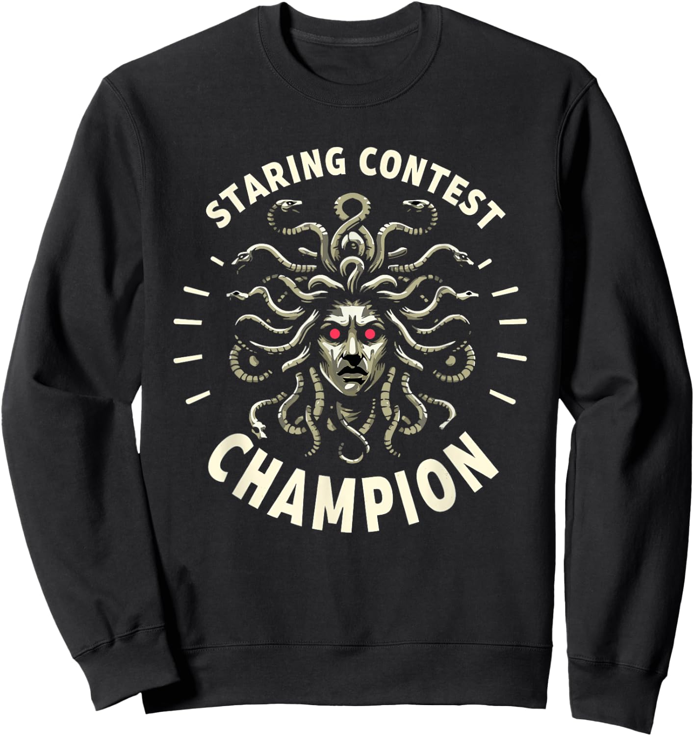 Funny Greek Mythology Staring Contest Medusa Sweatshirt - Sweatshirt | Black