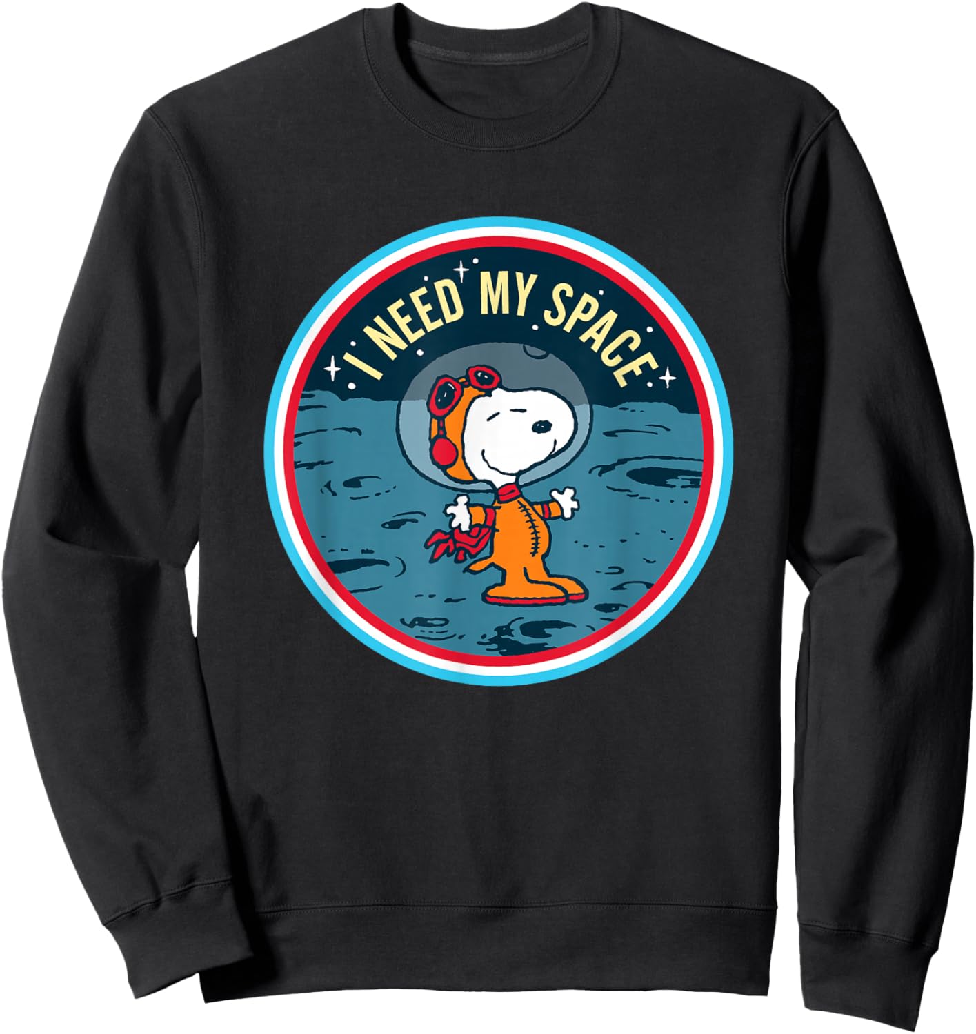 Peanuts Snoopy on the Moon I Need My Space , Blue, S Sweatshirt - Sweatshirt | Black