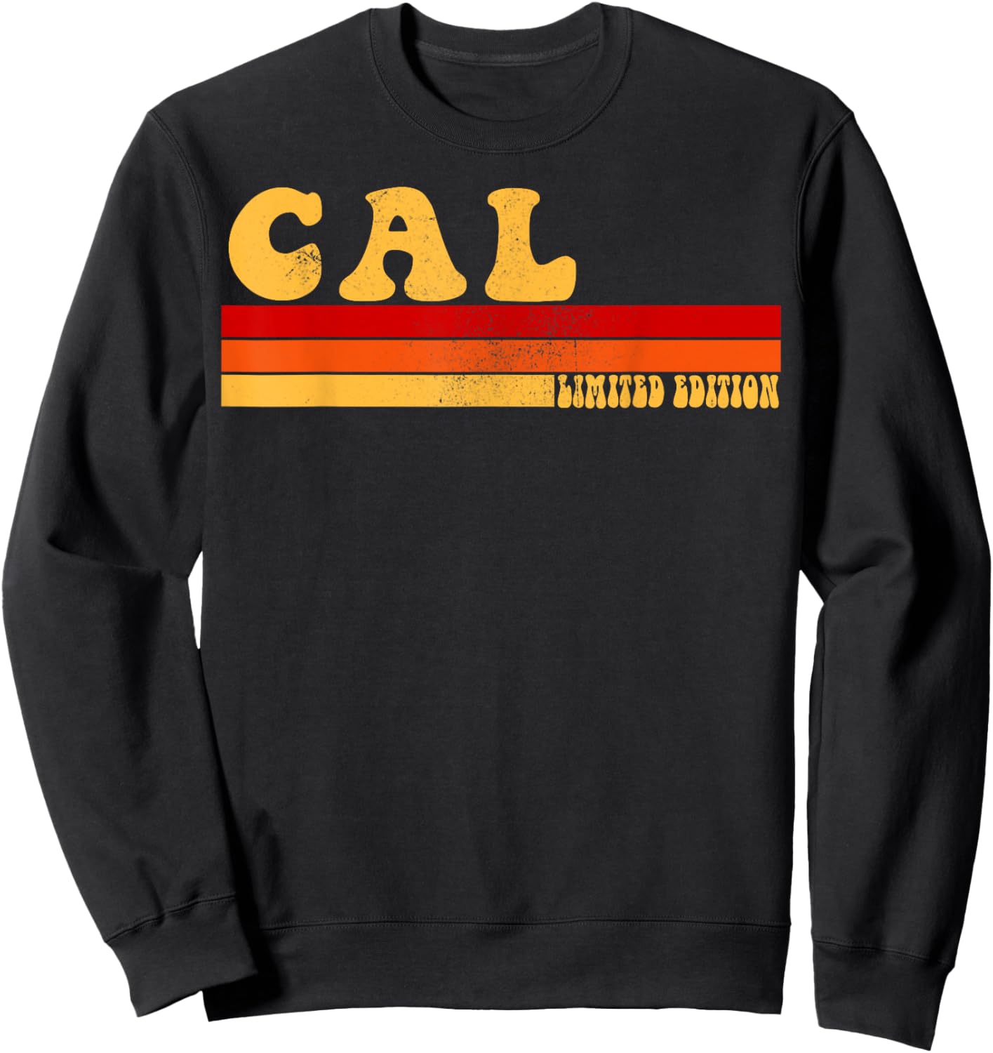 AmaStyle Co. CAL Name Personalized Idea Men Retro Vintage CAL , Small, Black Sweatshirt - Sweatshirt | Black