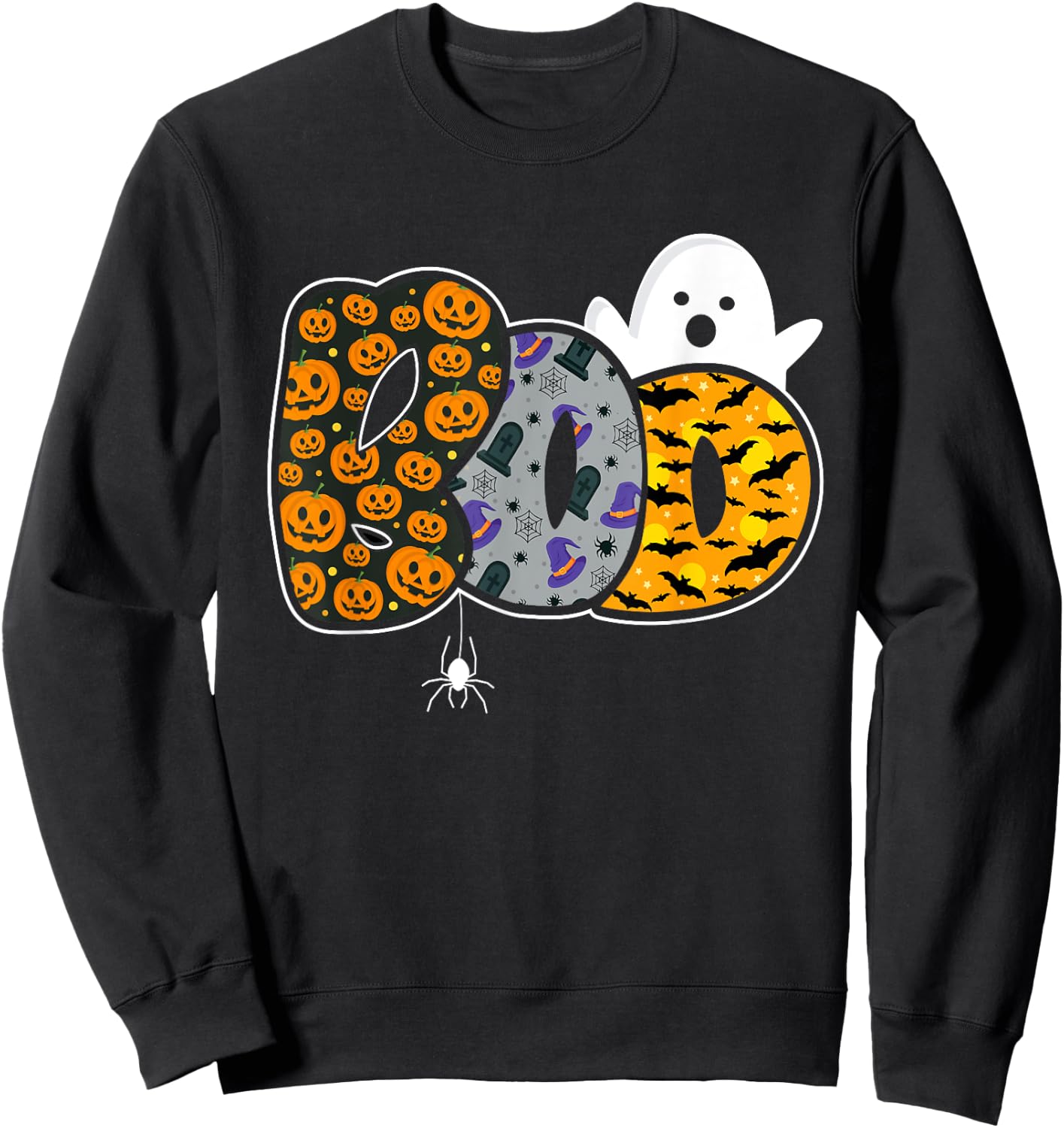 Funny boo with ghost and pumpkins for halloween costume Sweatshirt - Sweatshirt | Black