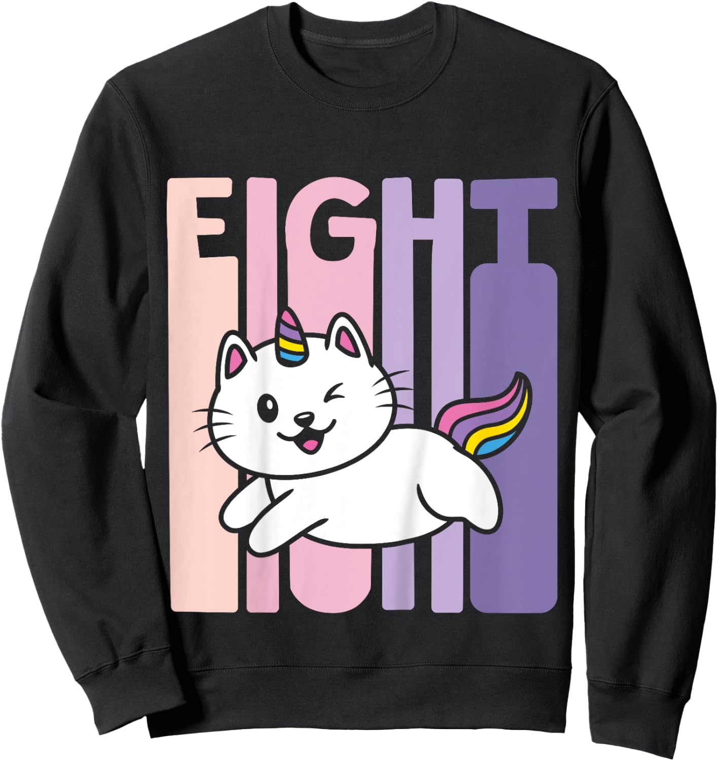 8 Year Old Cute Caticorn Cat Unicorn Birthday Girl B-day Sweatshirt - Sweatshirt | Black