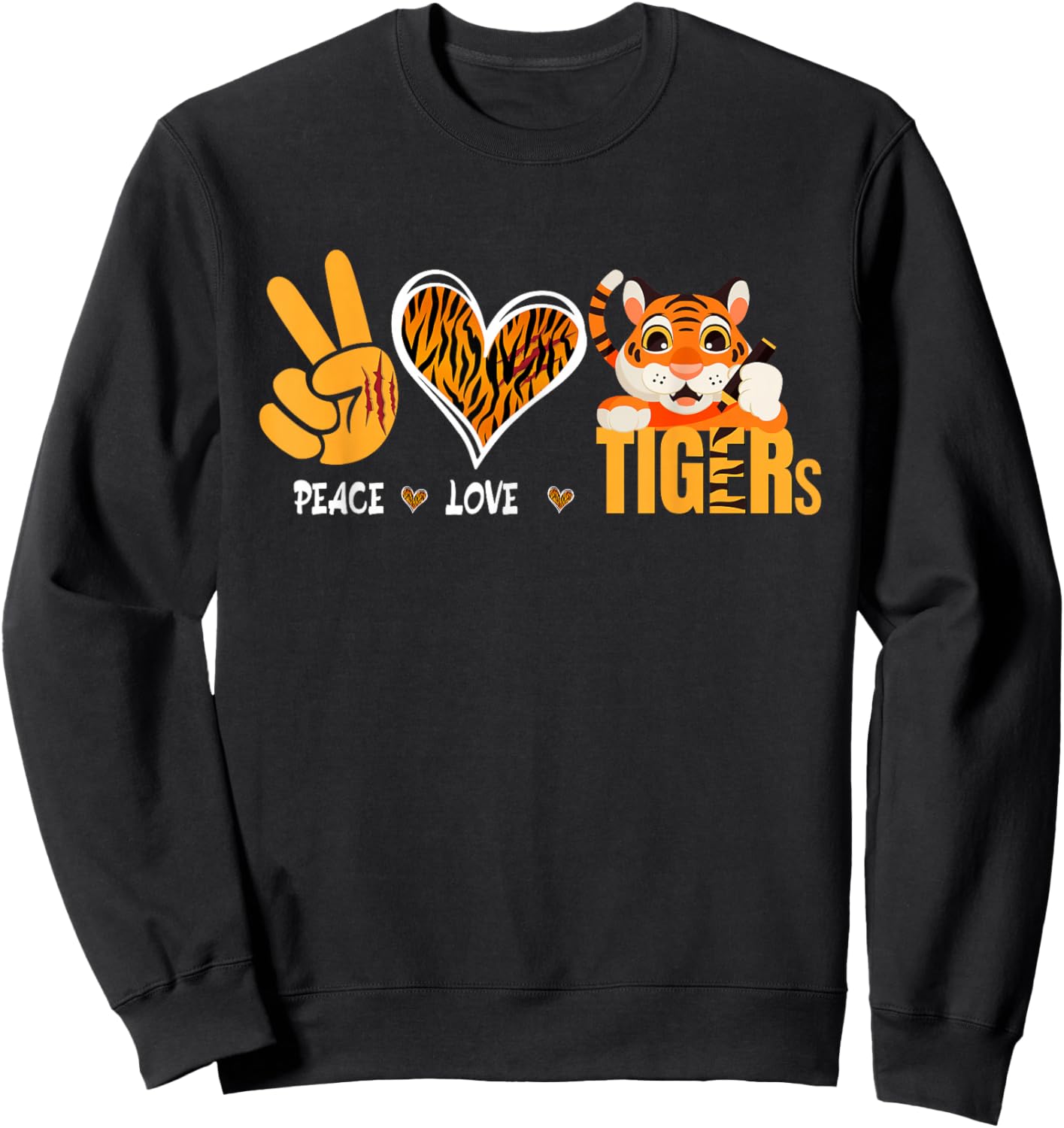 Tiger Wild Animal Peace Love Tigers Jungle Safari Zookeeper Sweatshirt - Sweatshirt | Black