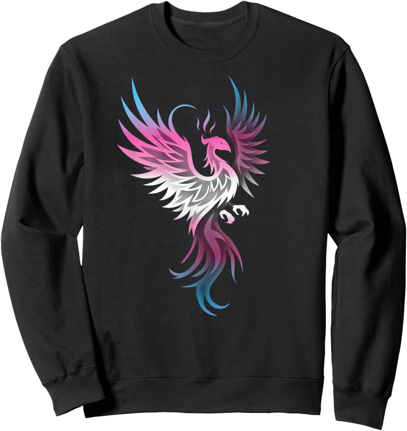 Transgender Phoenix Bird Trans Pride Flag Rising From Ashes Sweatshirt - Sweatshirt | Black