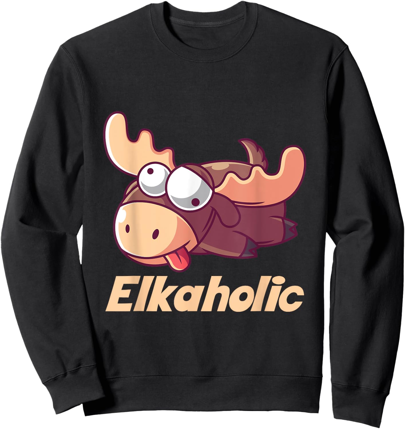 Elkaholic Funny Alcoholic Shirt Sweatshirt - Sweatshirt | Black