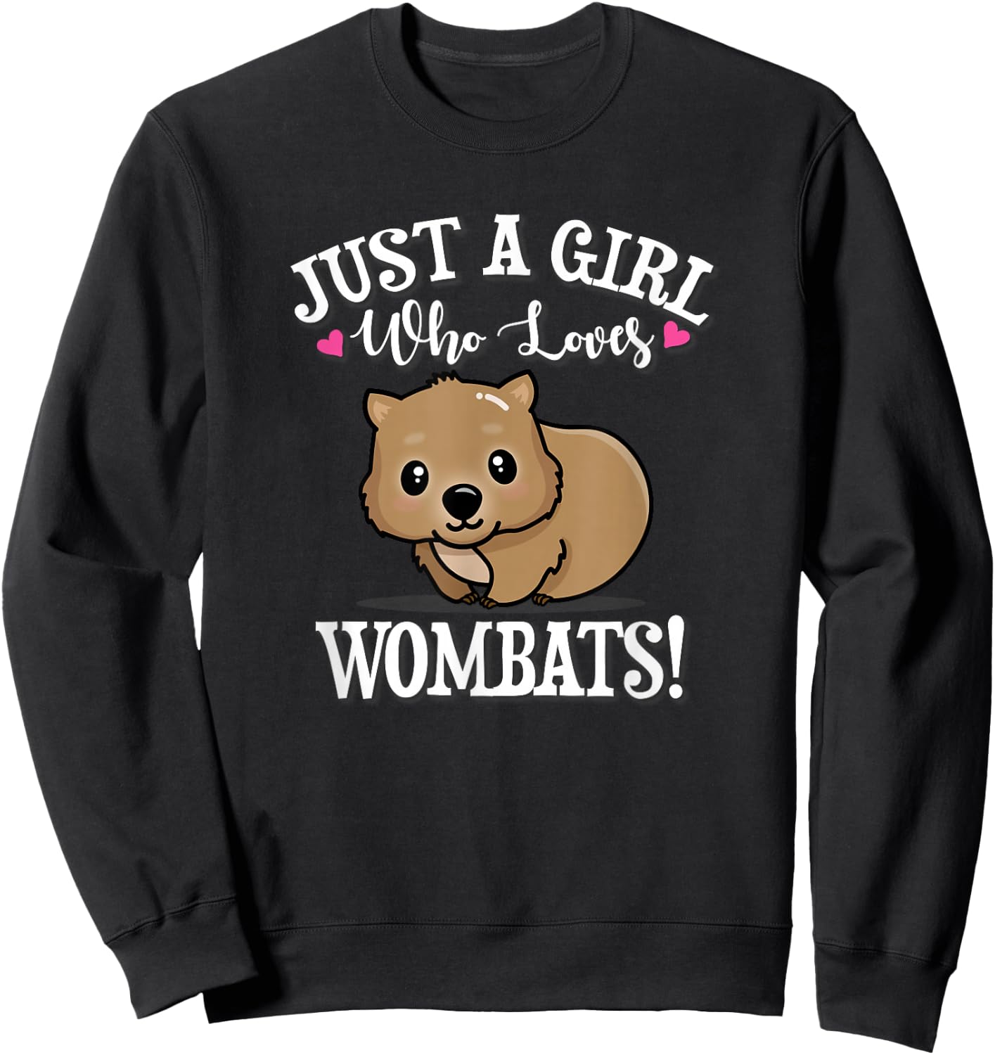 Chibi Anime Kawaii Kids Girl Who Loves Wombats Lover Sweatshirt - Sweatshirt | Black